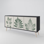 GREEN LEAFY STAMPS 3-Door Sideboard in Black Finish