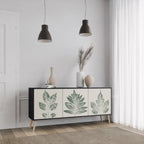 GREEN LEAFY STAMPS 3-Door Sideboard in Black Finish