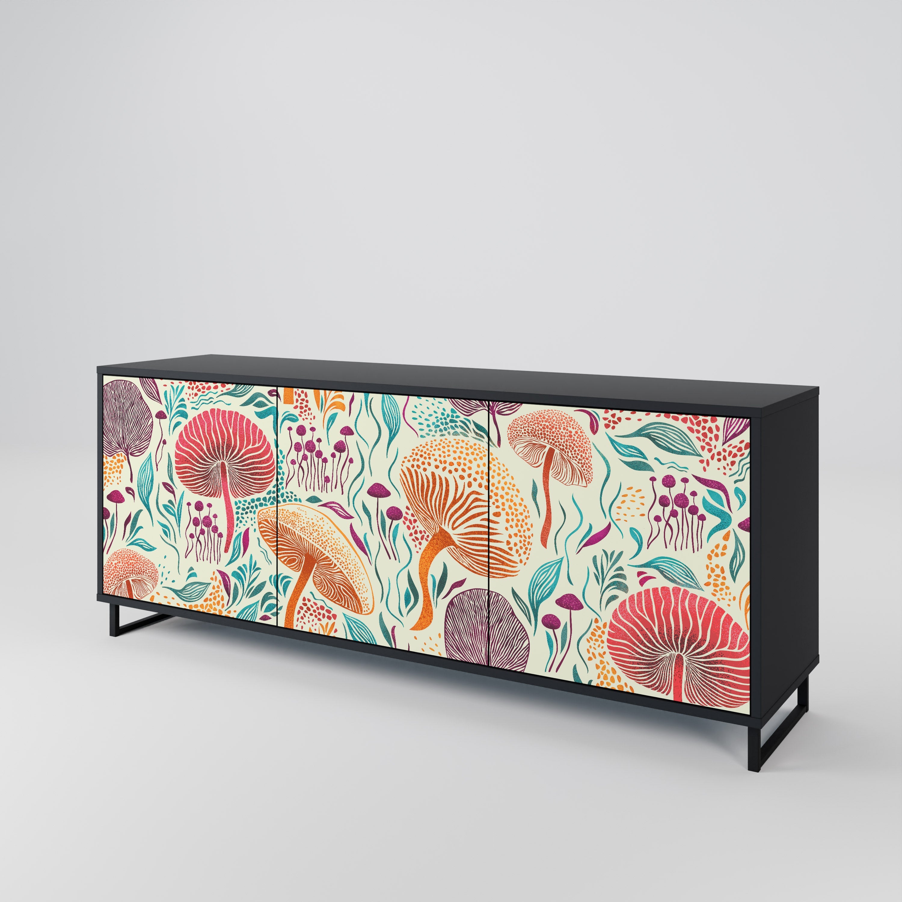FUNGUS FANTASY 3-Door Sideboard in Black Finish