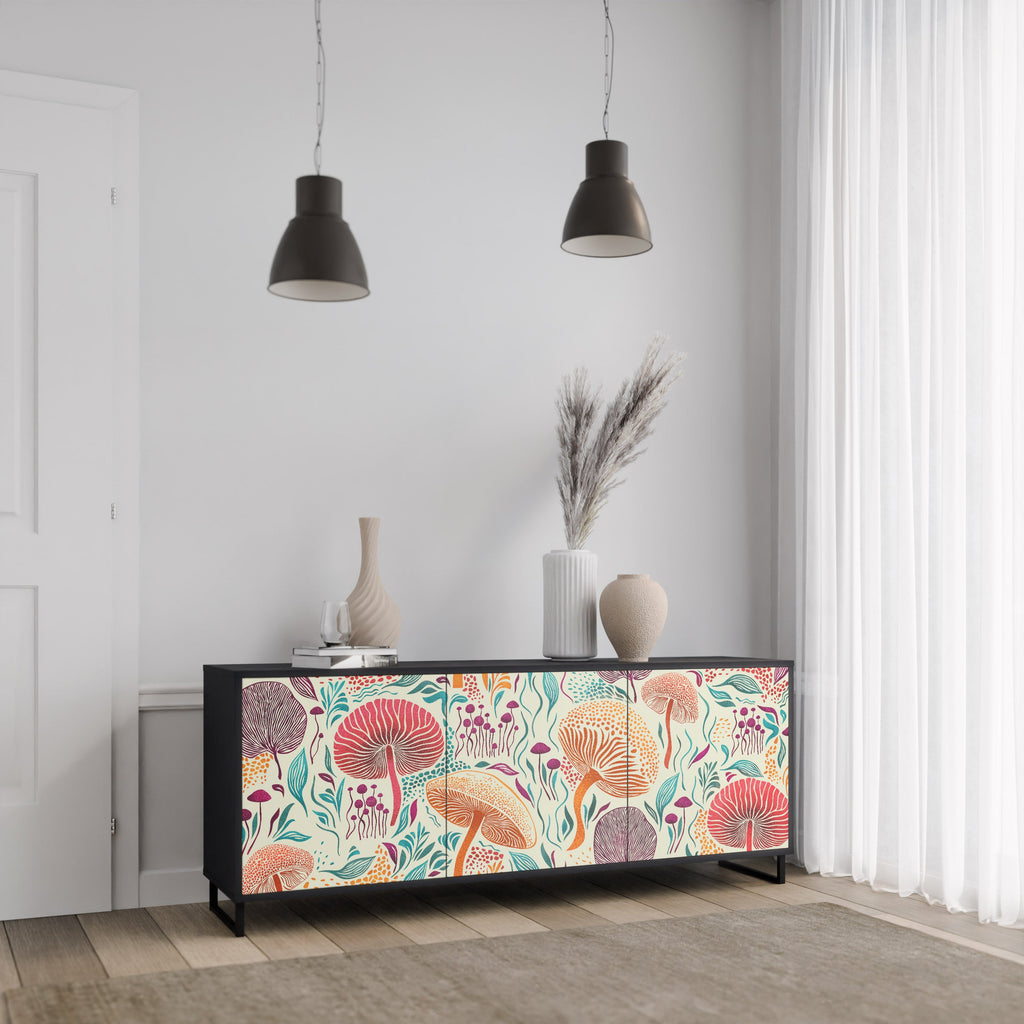 FUNGUS FANTASY 3-Door Sideboard in Black Finish