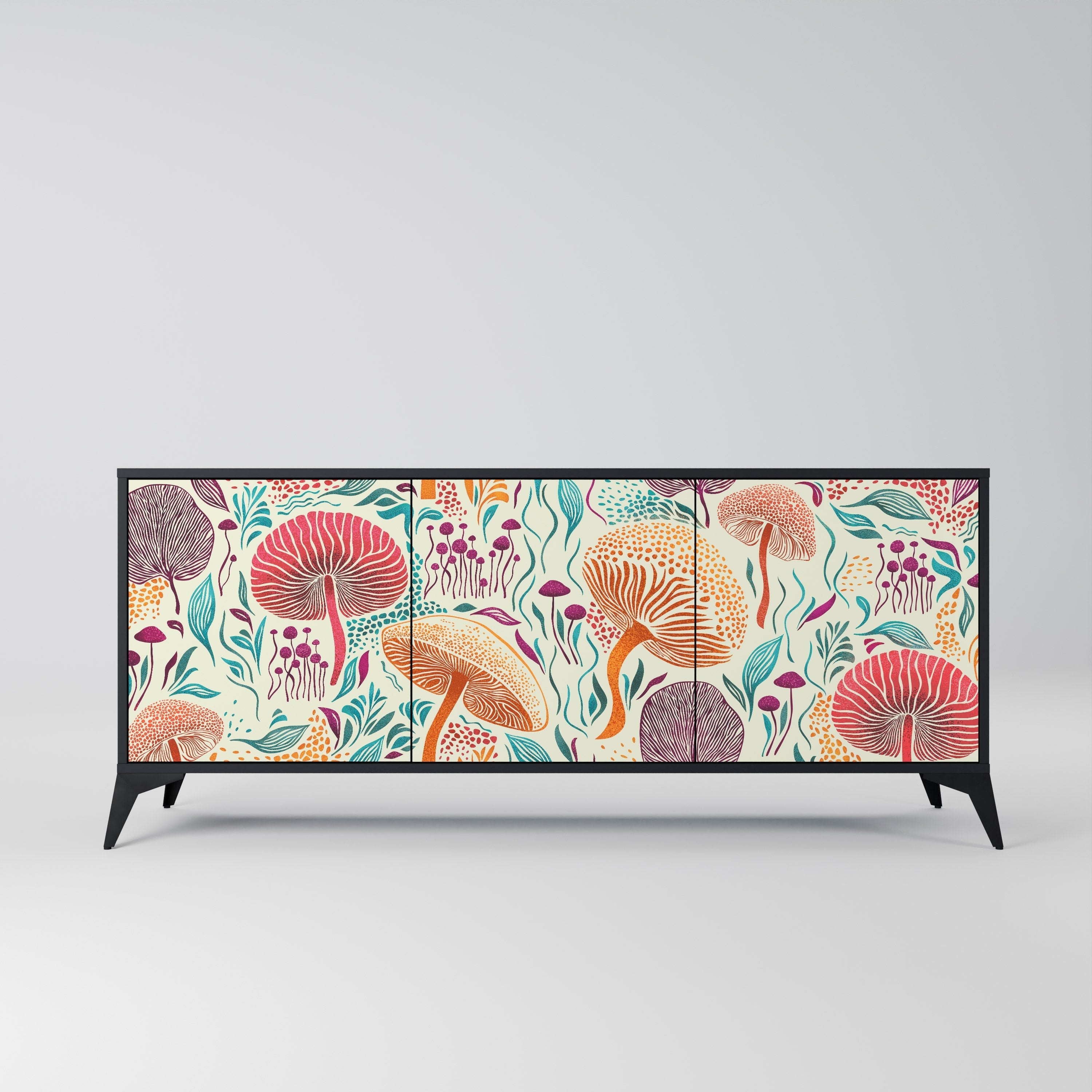FUNGUS FANTASY 3-Door Sideboard in Black Finish