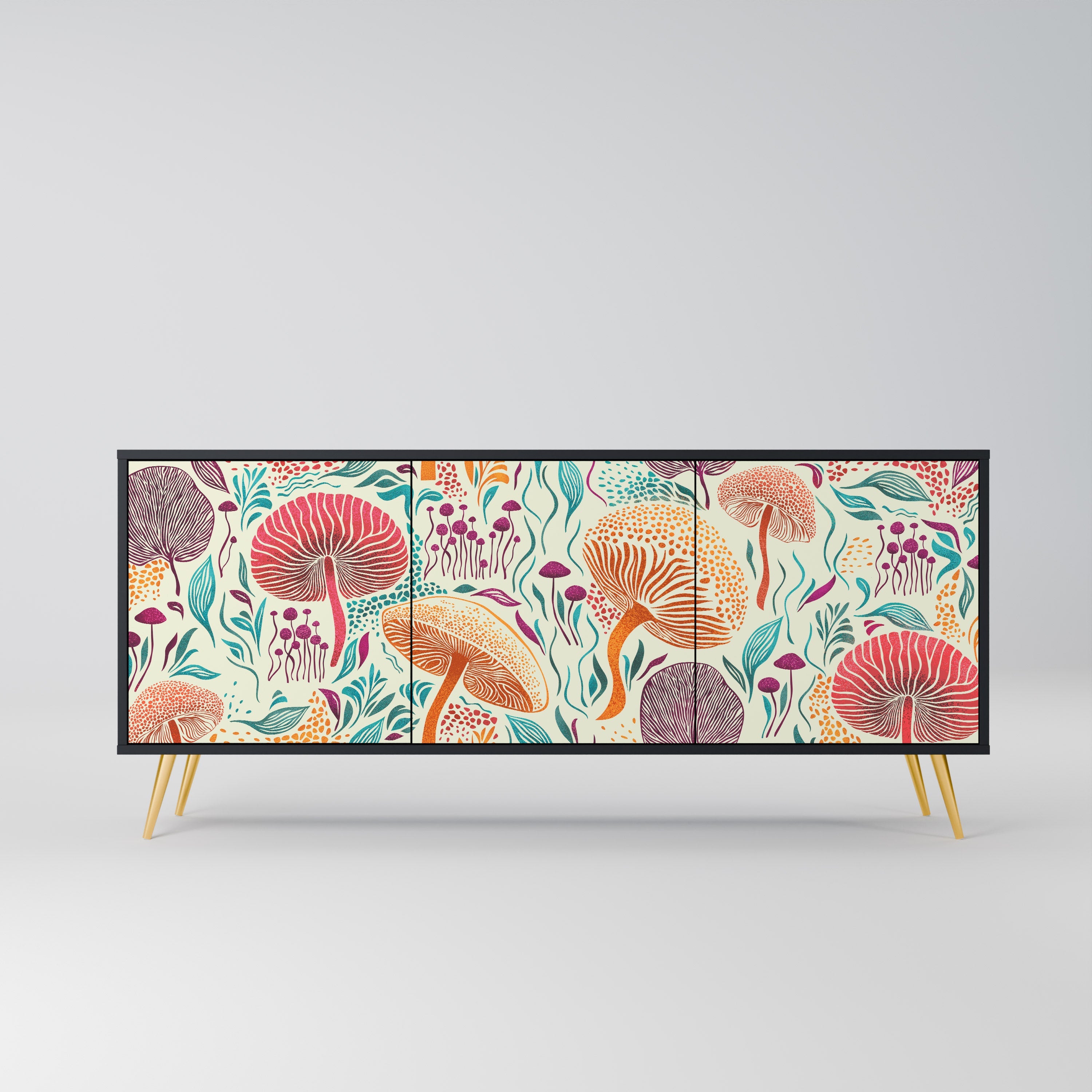 FUNGUS FANTASY 3-Door Sideboard in Black Finish