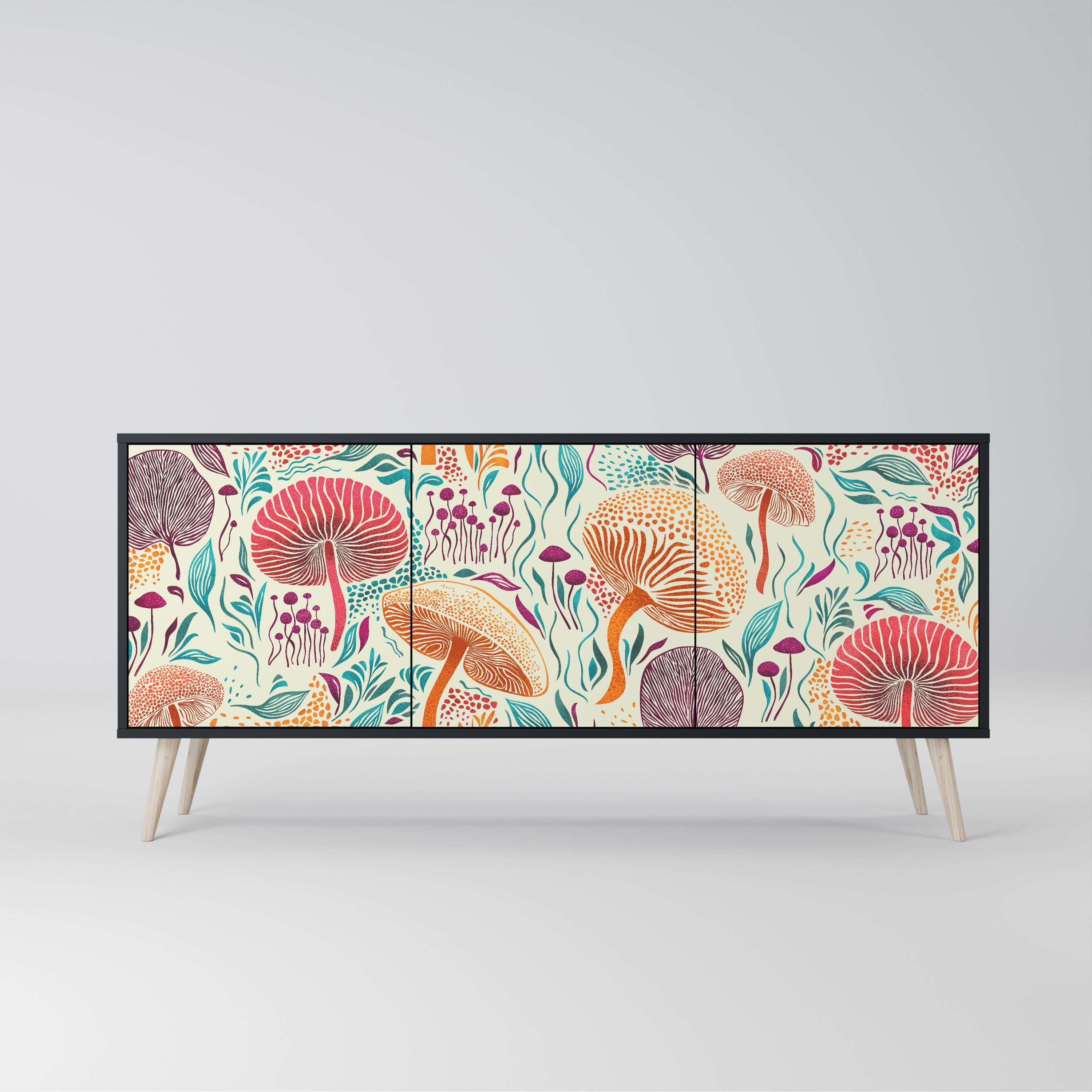 FUNGUS FANTASY 3-Door Sideboard in Black Finish