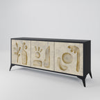 SAND SCULPTURES 3-Door Sideboard in Black Finish