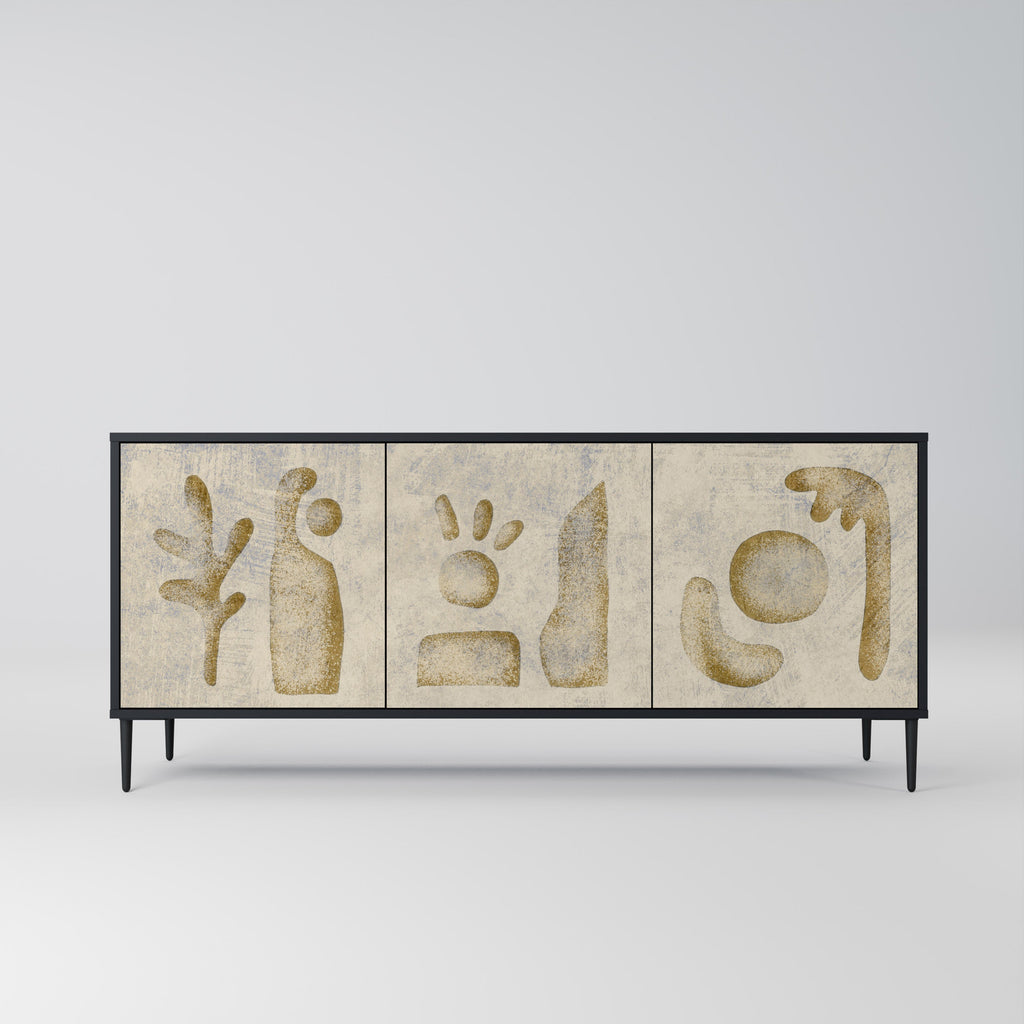 SAND SCULPTURES 3-Door Sideboard in Black Finish
