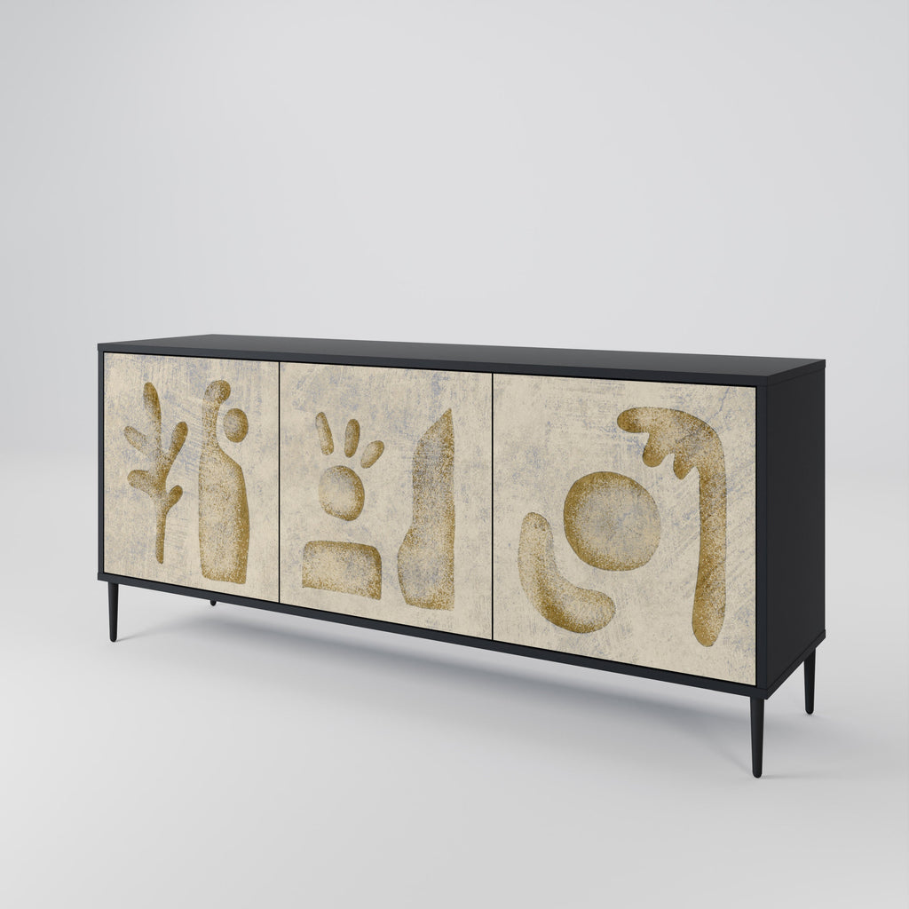 SAND SCULPTURES 3-Door Sideboard in Black Finish