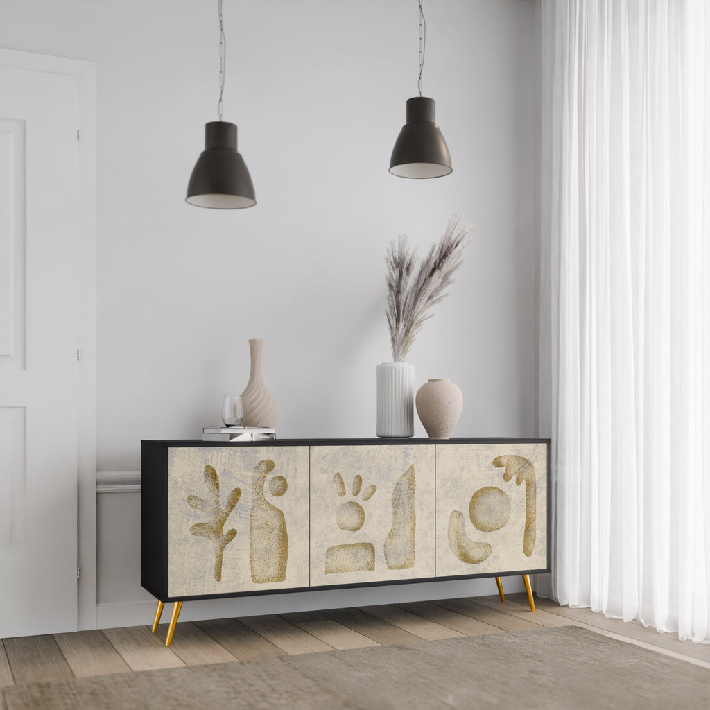 SAND SCULPTURES 3-Door Sideboard in Black Finish