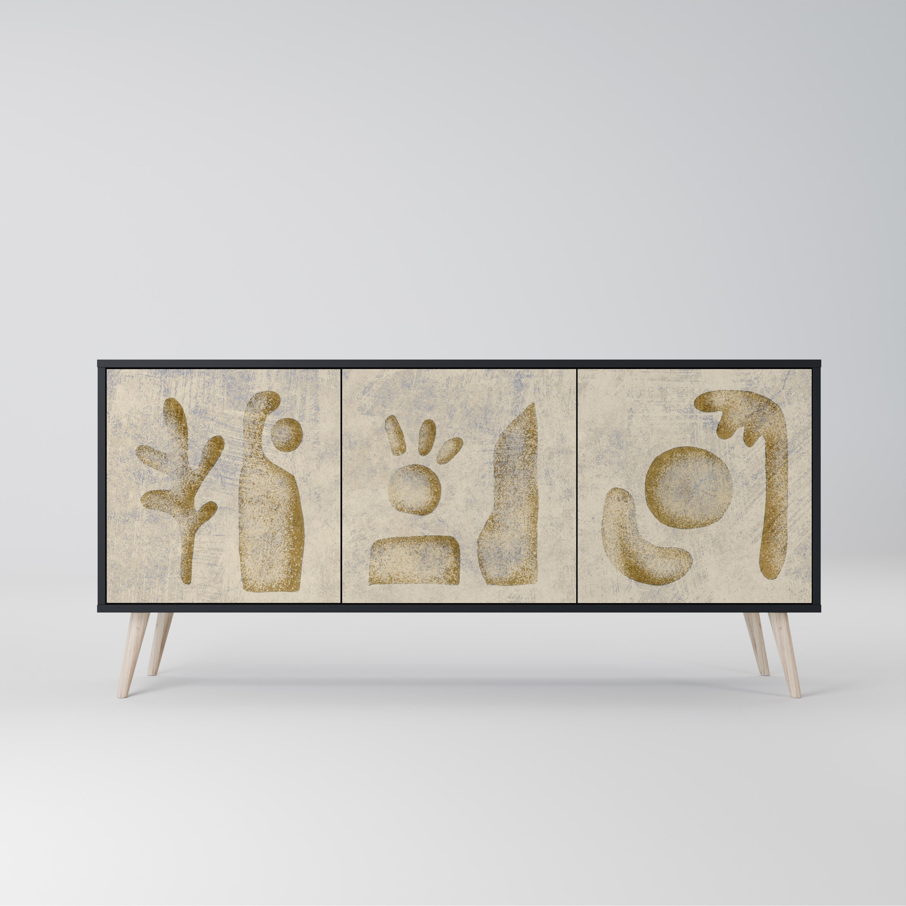SAND SCULPTURES 3-Door Sideboard in Black Finish