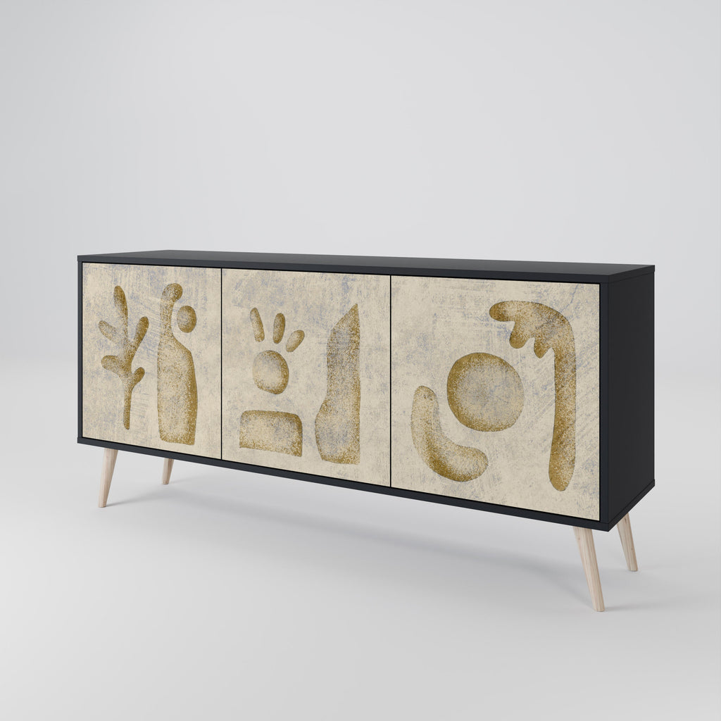 SAND SCULPTURES 3-Door Sideboard in Black Finish