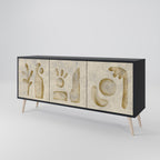 SAND SCULPTURES 3-Door Sideboard in Black Finish
