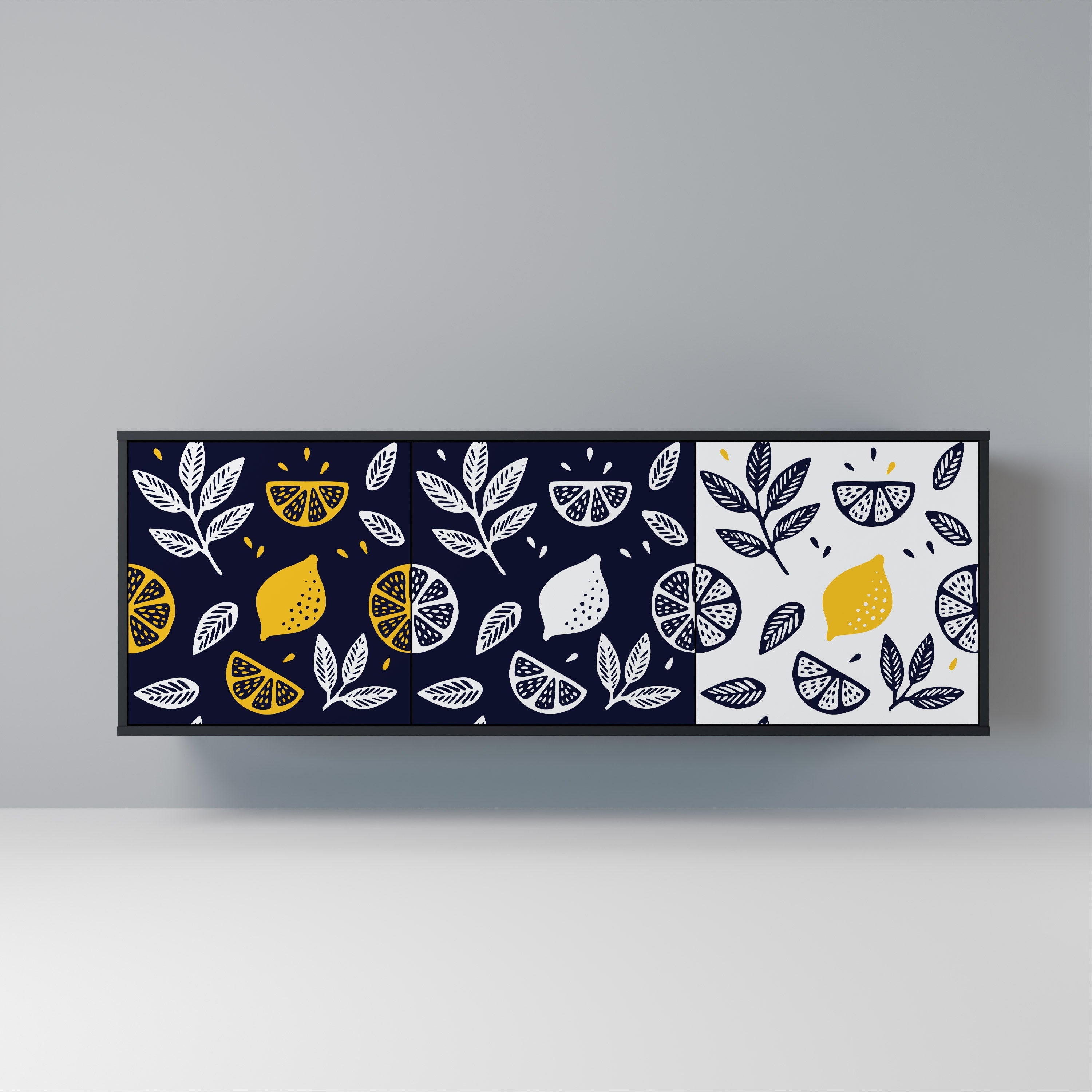 CITRUS BLACK AND WHITE 3-Door Sideboard in Black Finish