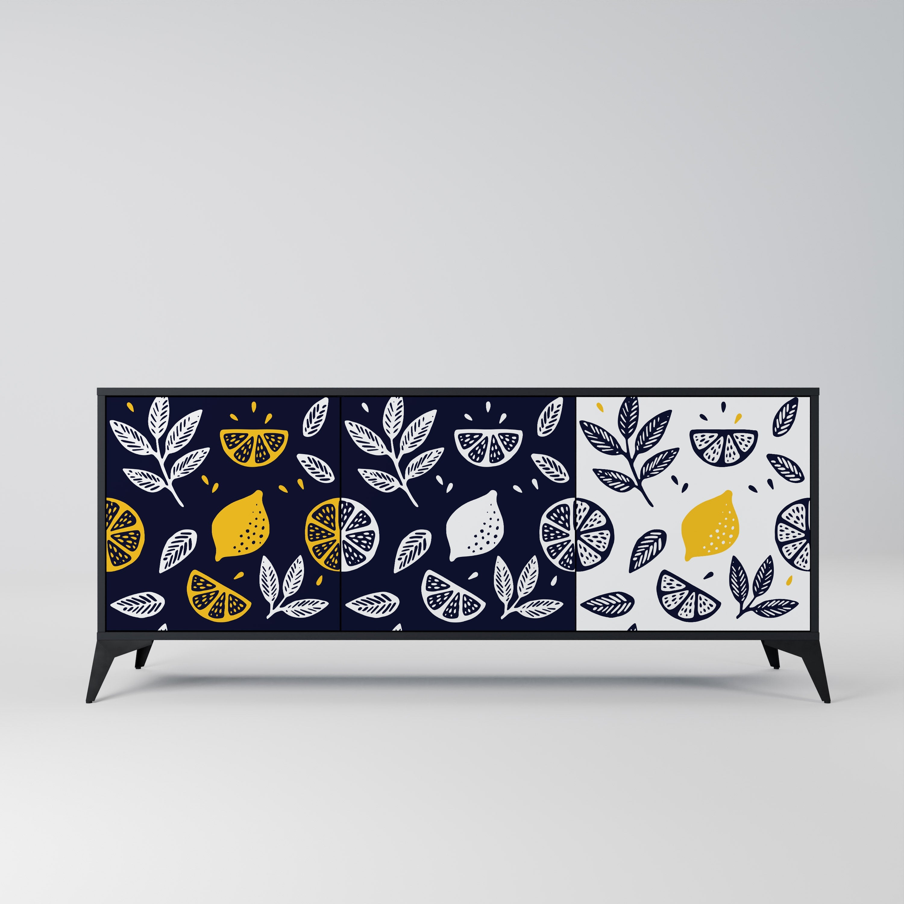 CITRUS BLACK AND WHITE 3-Door Sideboard in Black Finish