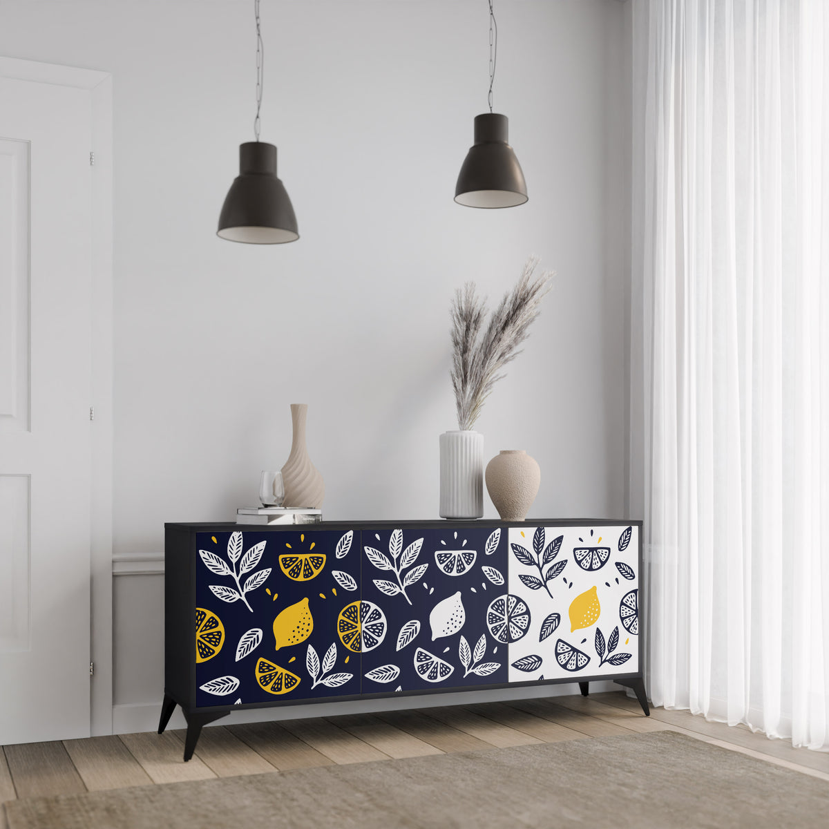 CITRUS BLACK AND WHITE Aparador de 3 Portas