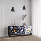 CITRUS BLACK AND WHITE 3-Door Sideboard in Black Finish