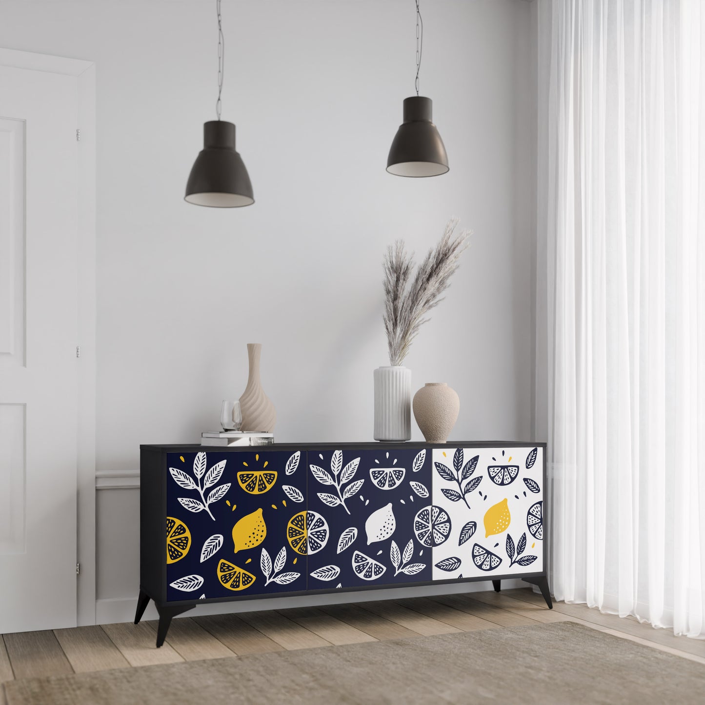 CITRUS BLACK AND WHITE Aparador de 3 Portas