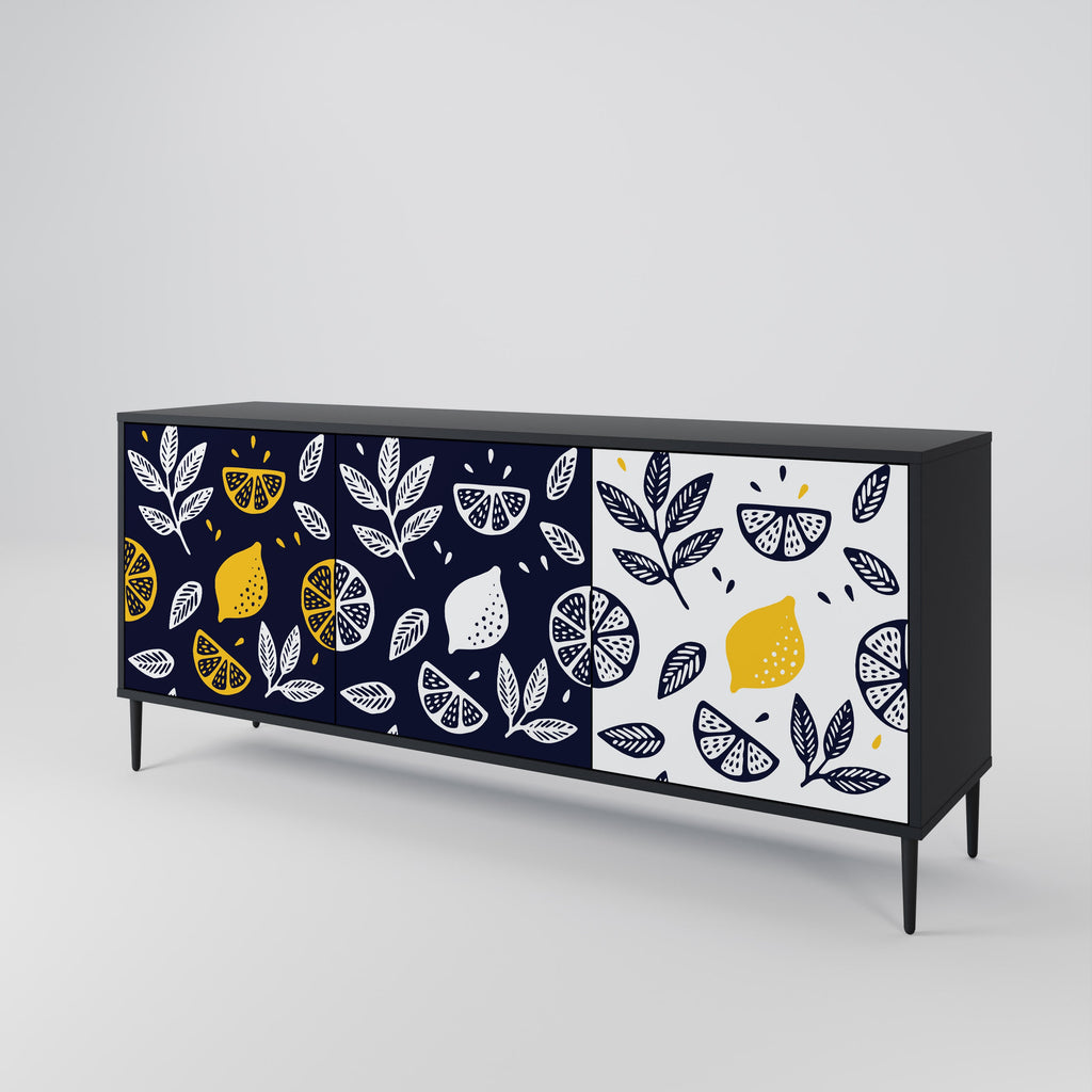 CITRUS BLACK AND WHITE 3-Door Sideboard in Black Finish