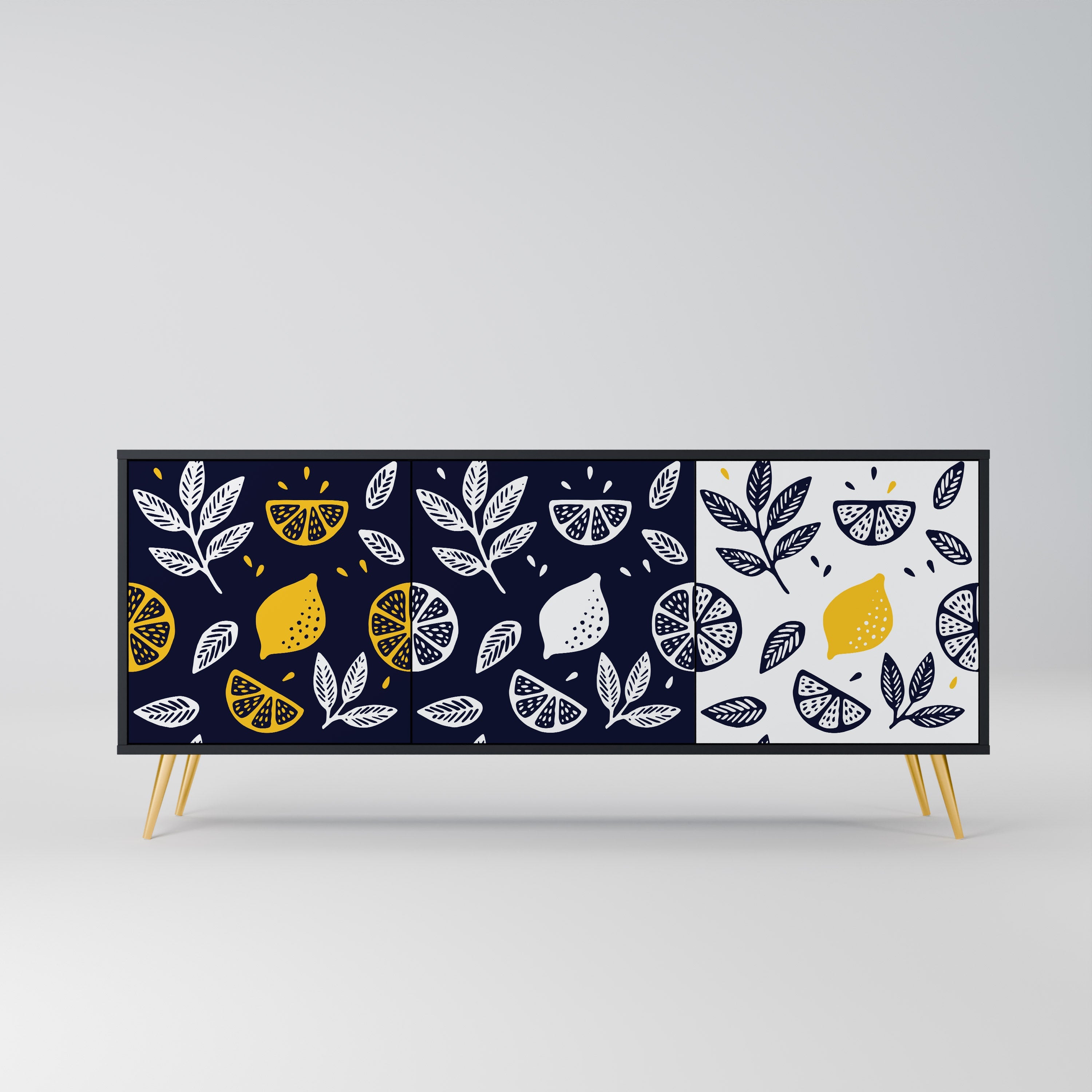 CITRUS BLACK AND WHITE 3-Door Sideboard in Black Finish