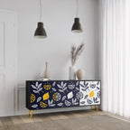 CITRUS BLACK AND WHITE 3-Door Sideboard in Black Finish