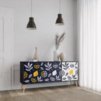 CITRUS BLACK AND WHITE 3-Door Sideboard in Black Finish
