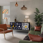 CITRUS BLACK AND WHITE 3-Door Sideboard in Black Finish