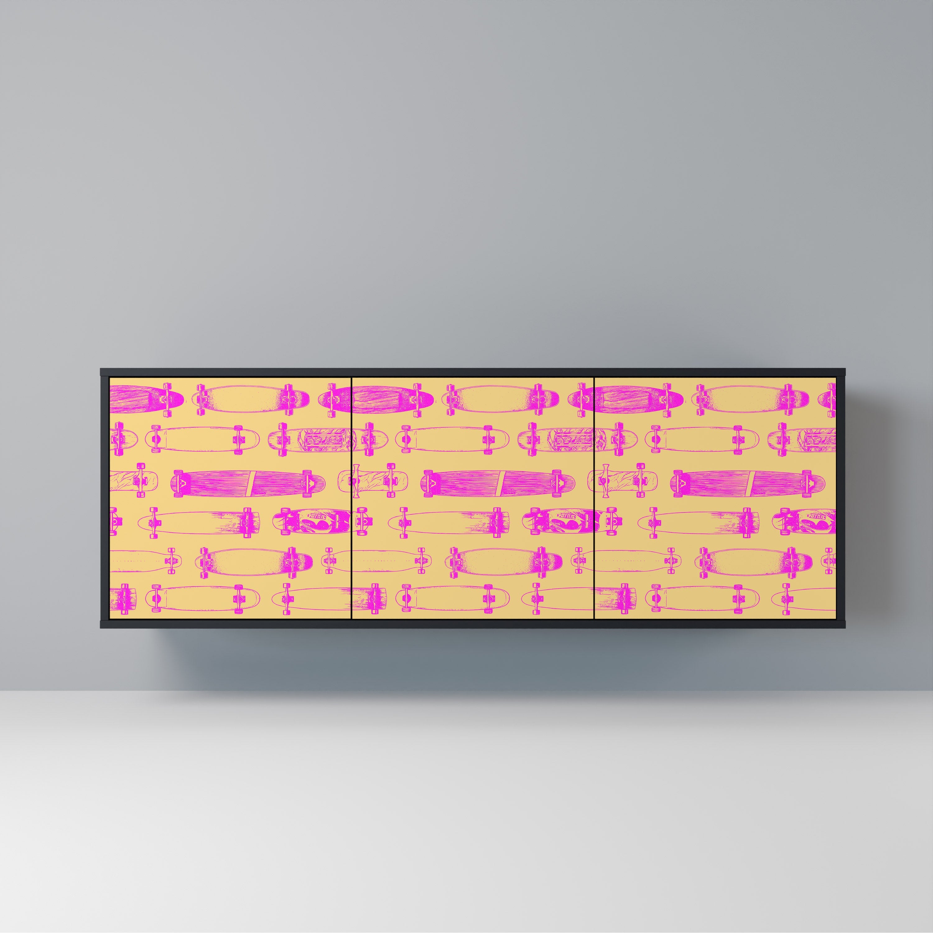 SKATEBOARD ARTISTRY 3-Door Sideboard in Black Finish