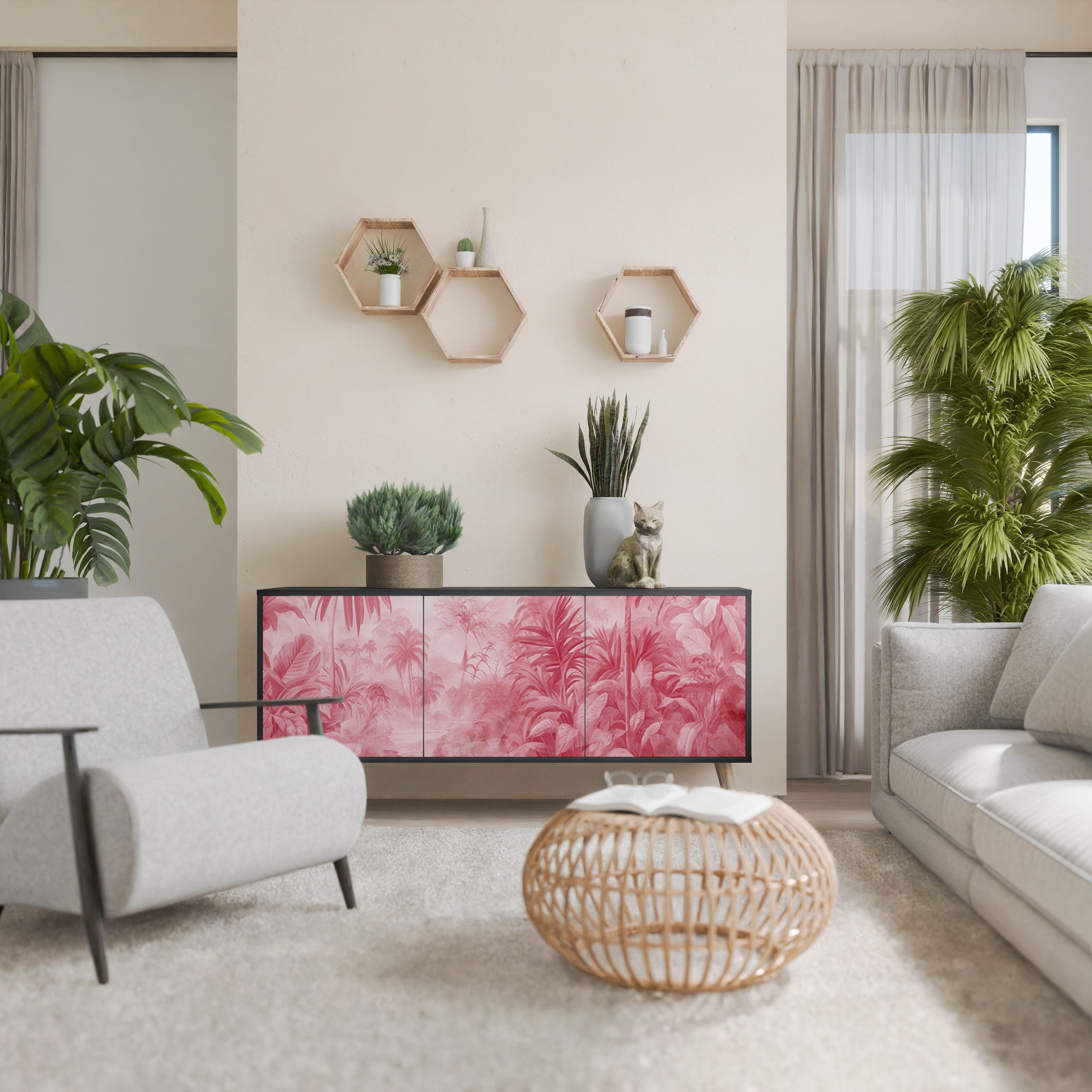 SWEET TROPICS 3-Door Sideboard in Black Finish