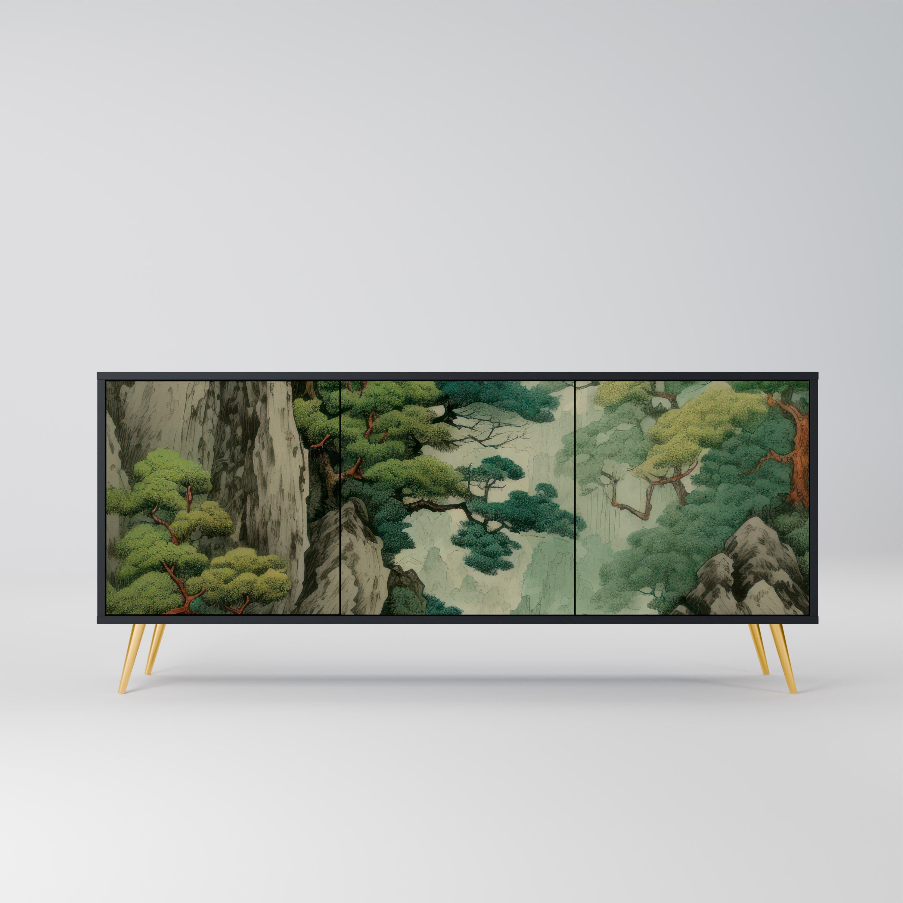 VERDURE ABYSS 3-Door Sideboard in Black Finish