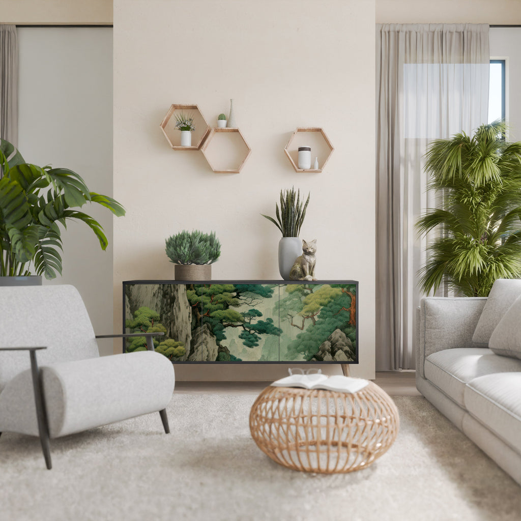 VERDURE ABYSS 3-Door Sideboard in Black Finish