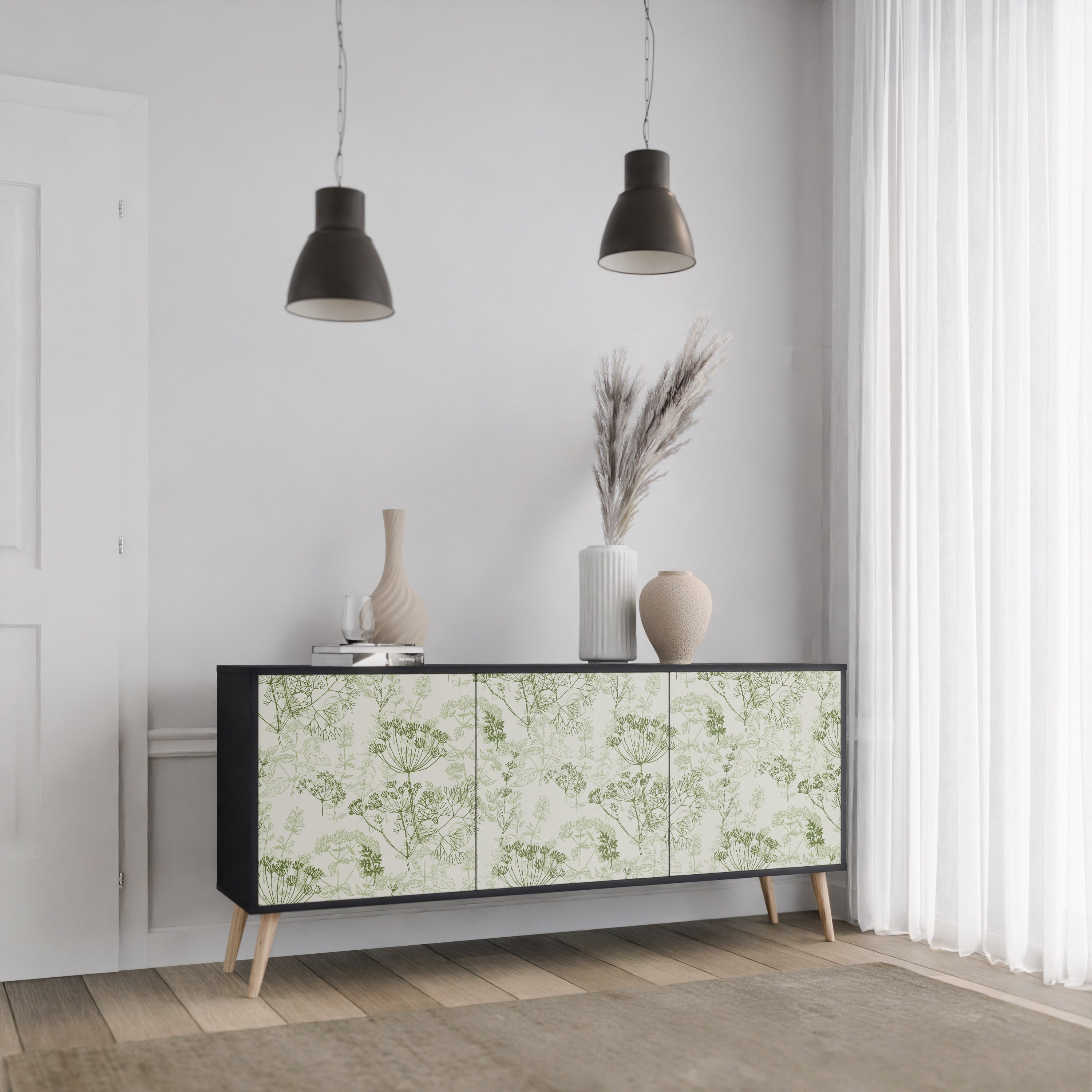 FENNEL BALDACHIN 3-Door Sideboard in Black Finish