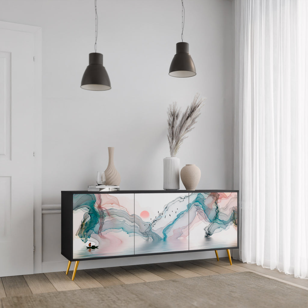 VELVET CROSSING 3-Door Sideboard in Black Finish