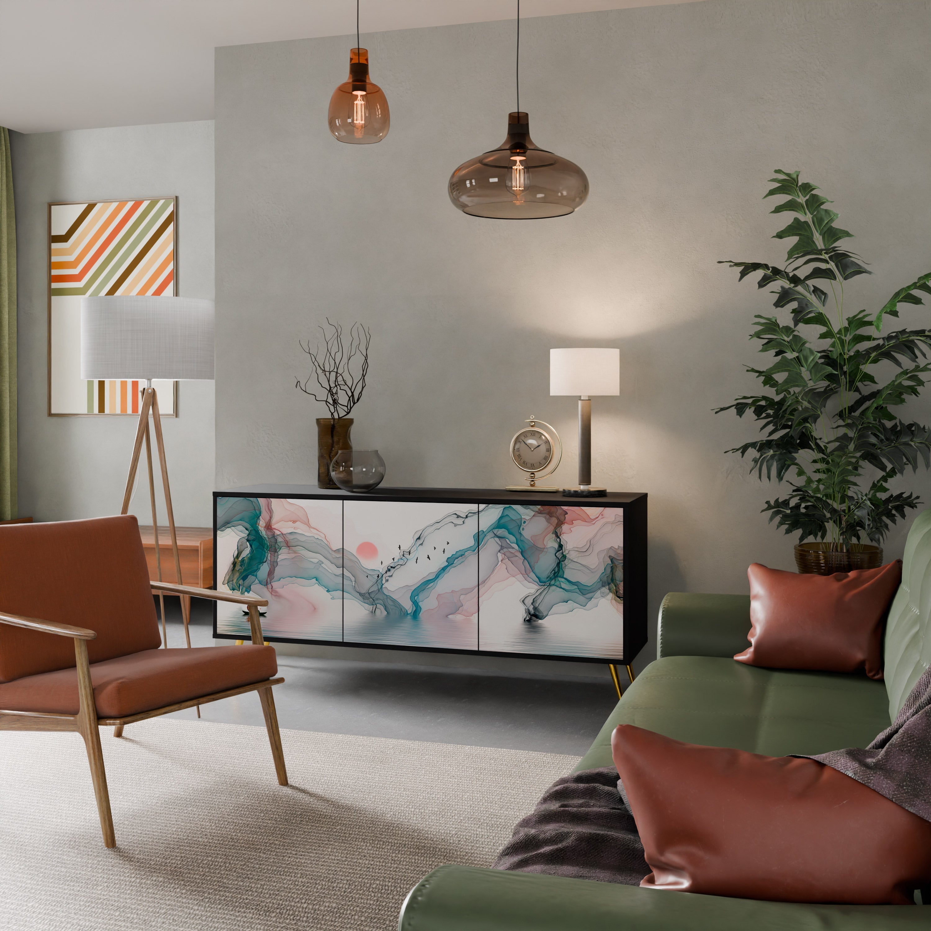 VELVET CROSSING 3-Door Sideboard in Black Finish