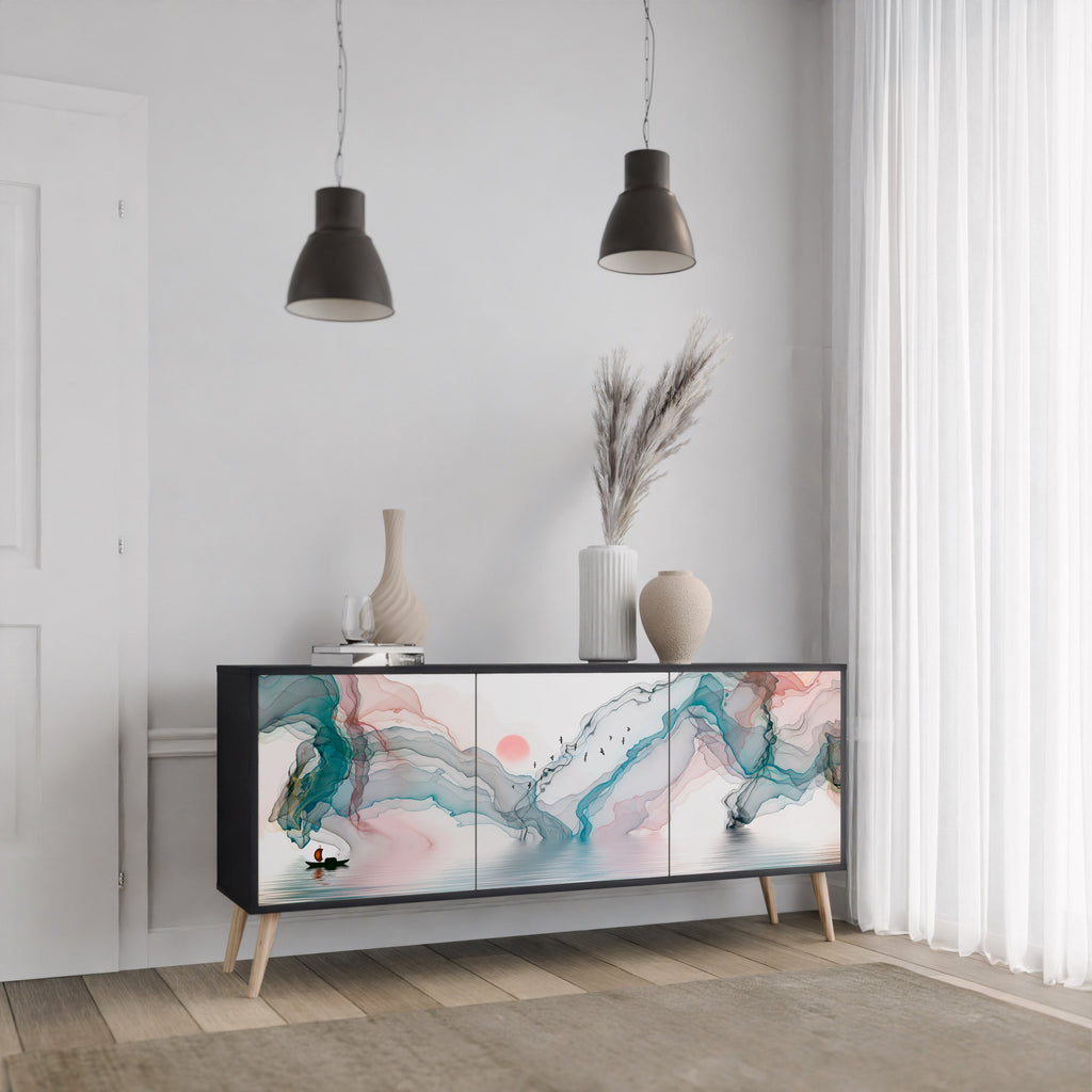 VELVET CROSSING 3-Door Sideboard in Black Finish