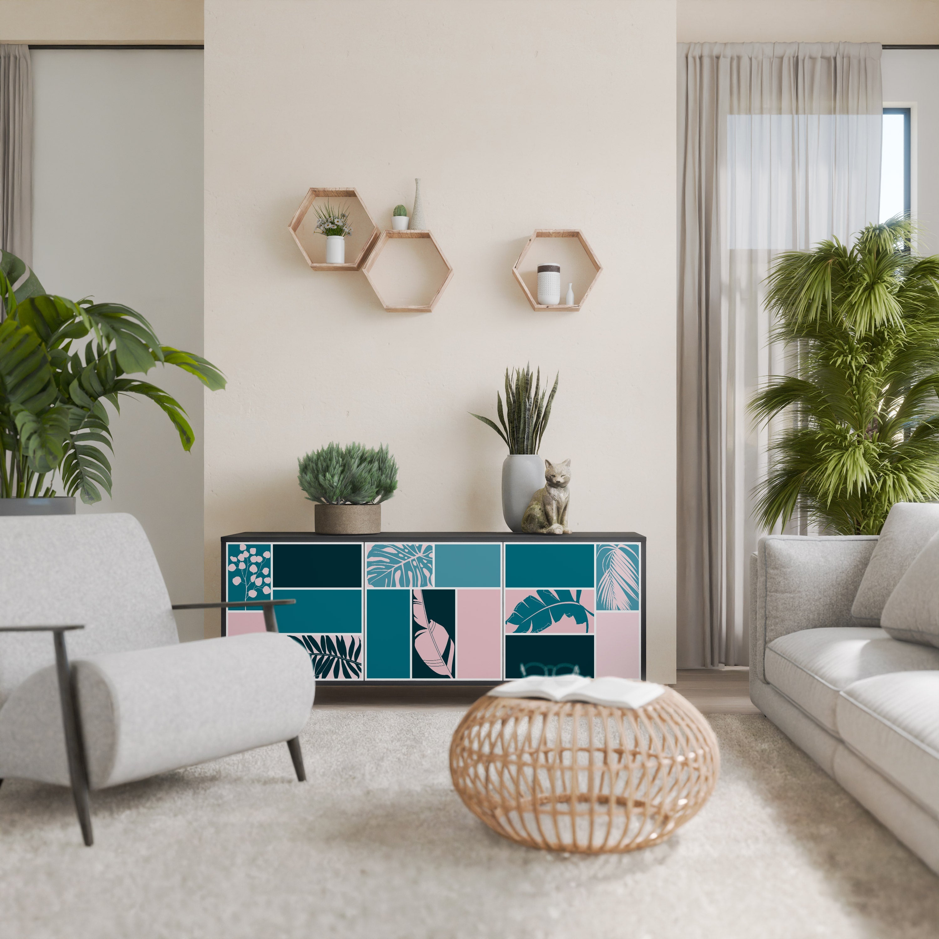 COMBINATION OF SHAPES 3-Door Sideboard in Black Finish