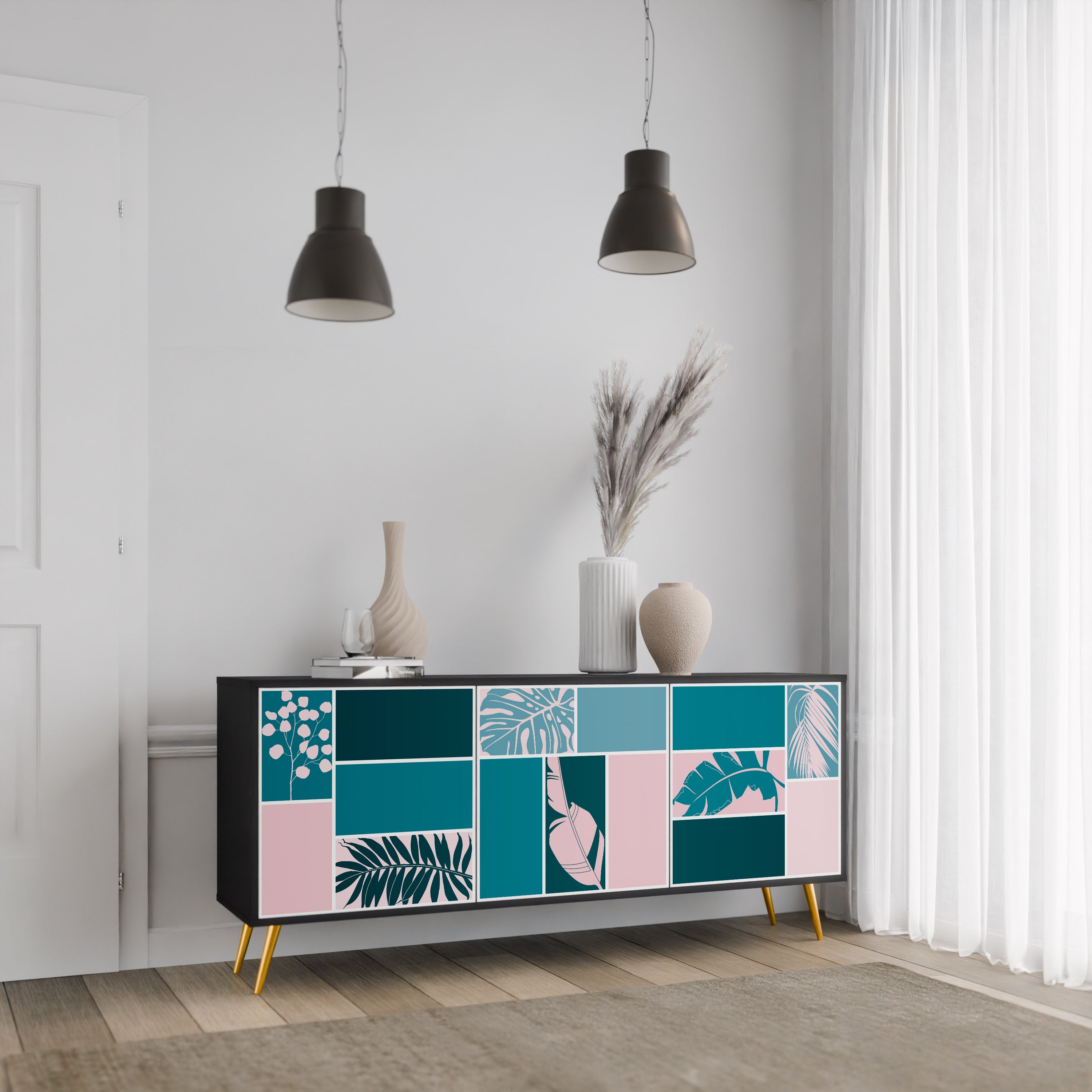 COMBINATION OF SHAPES 3-Door Sideboard in Black Finish