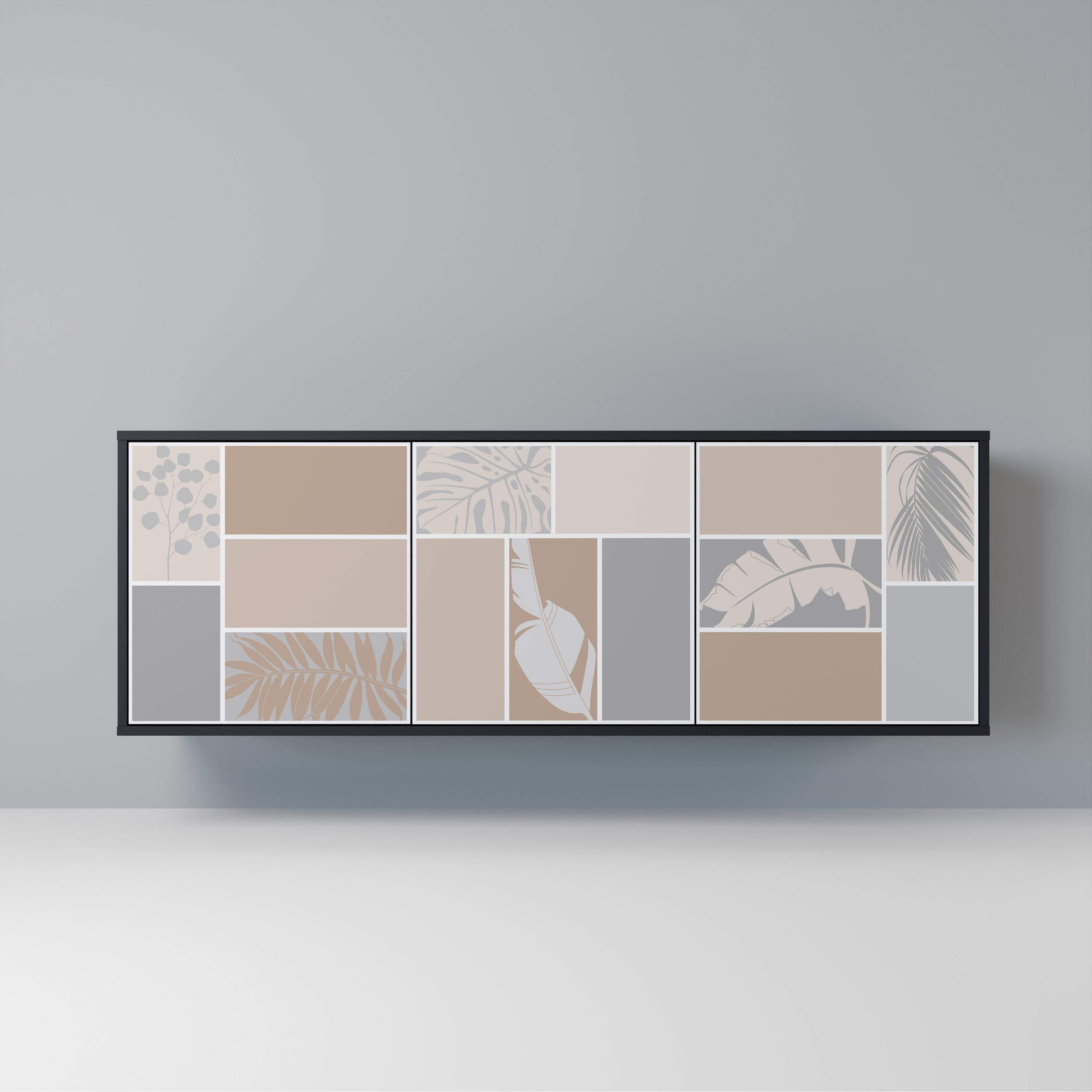 TROPICAL SHAPES 3-Door Sideboard in Black Finish