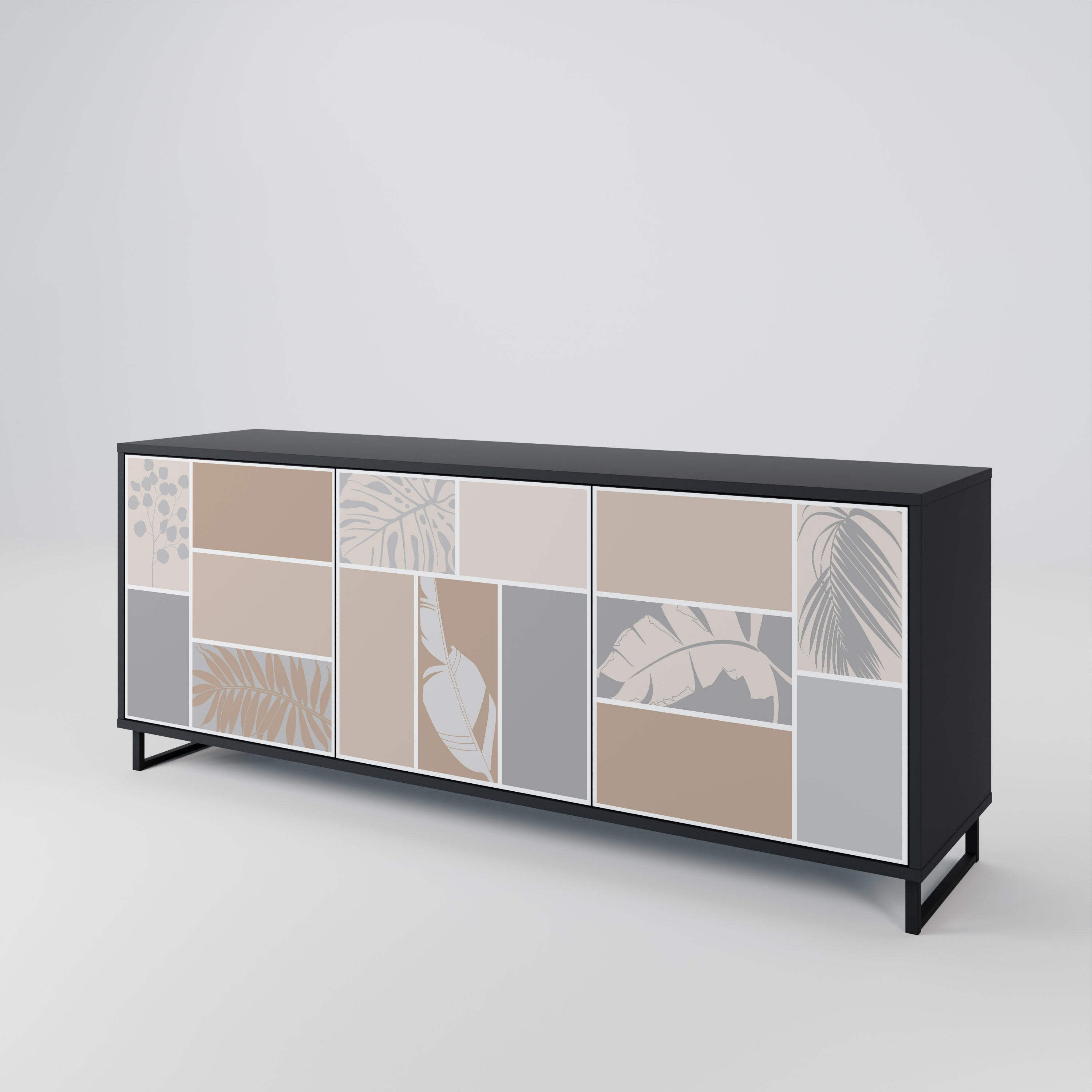TROPICAL SHAPES 3-Door Sideboard in Black Finish