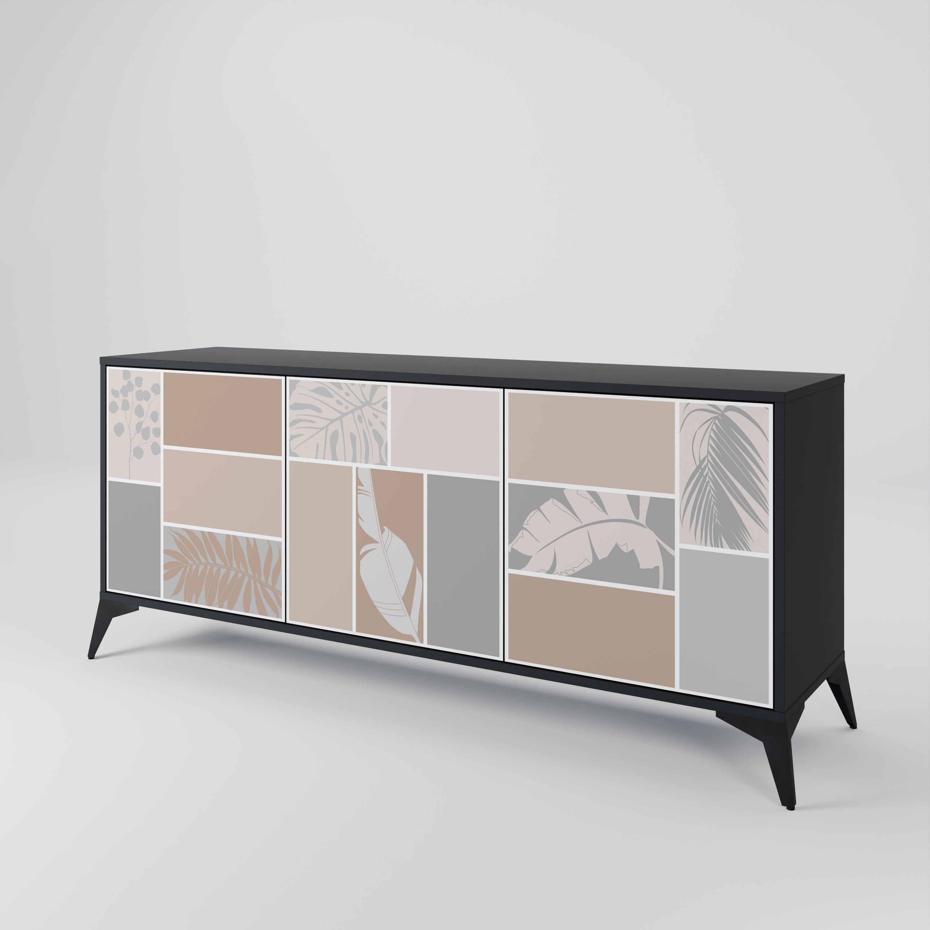 TROPICAL SHAPES 3-Door Sideboard in Black Finish