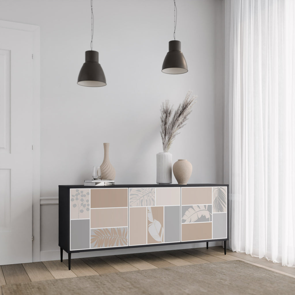 TROPICAL SHAPES 3-Door Sideboard in Black Finish
