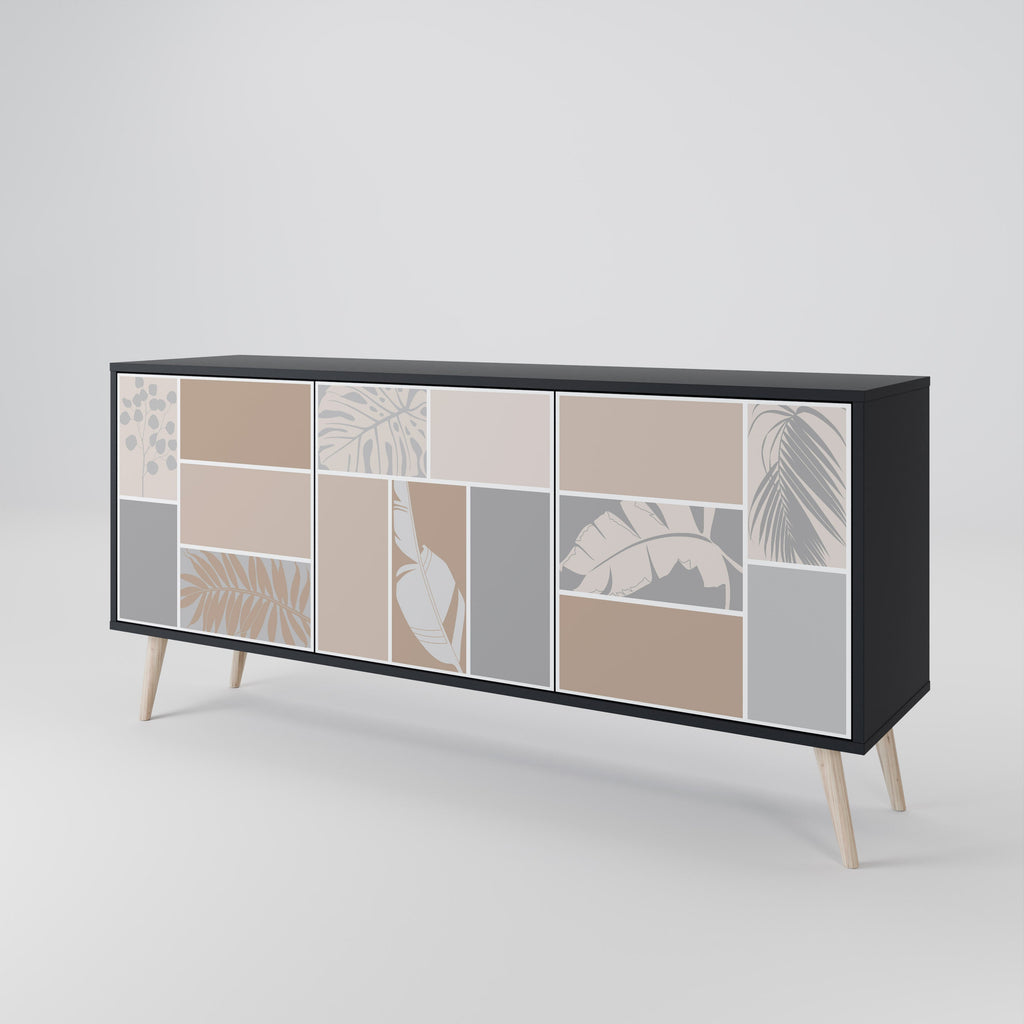 TROPICAL SHAPES 3-Door Sideboard in Black Finish