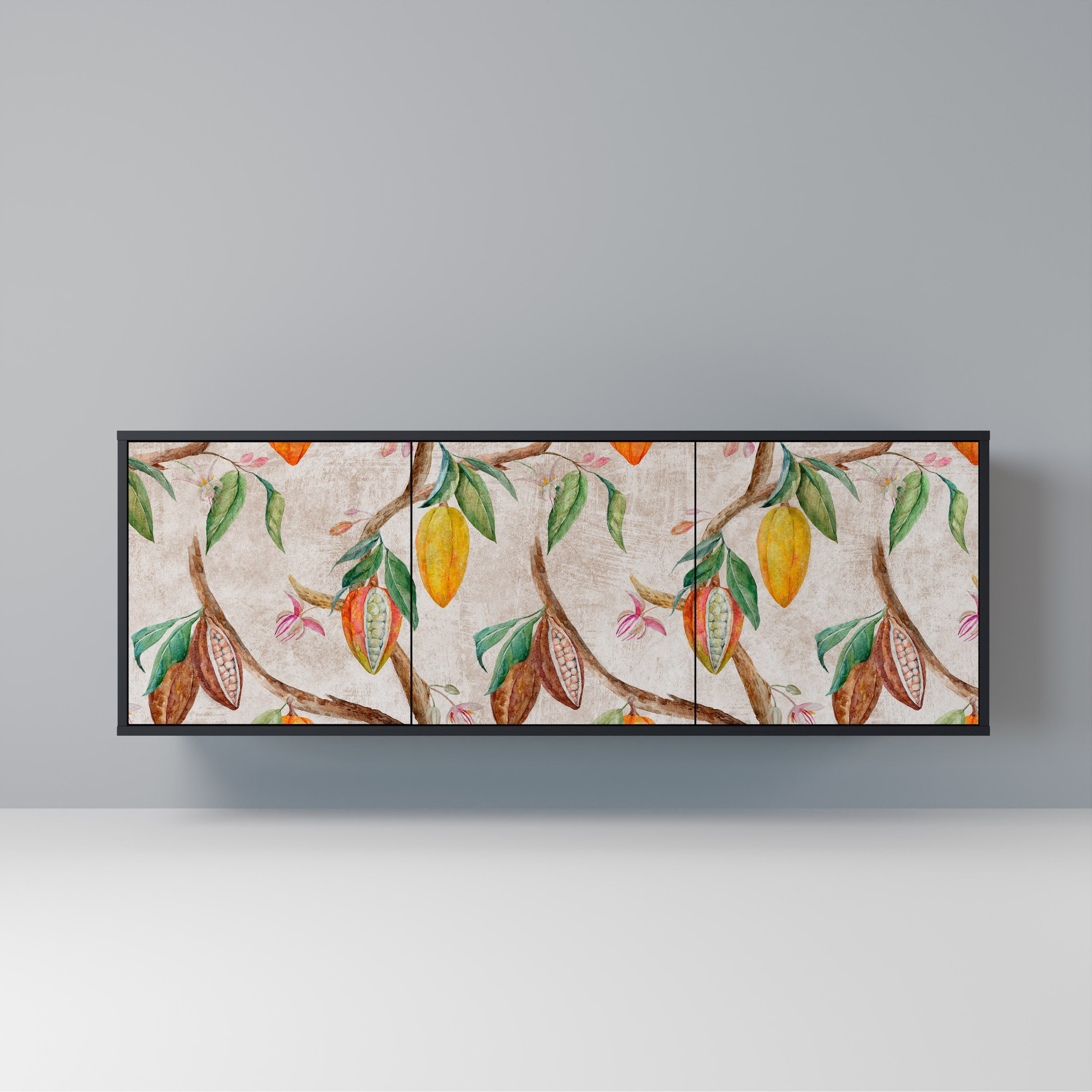 COCOA FRUITS 3-Door Sideboard in Black Finish