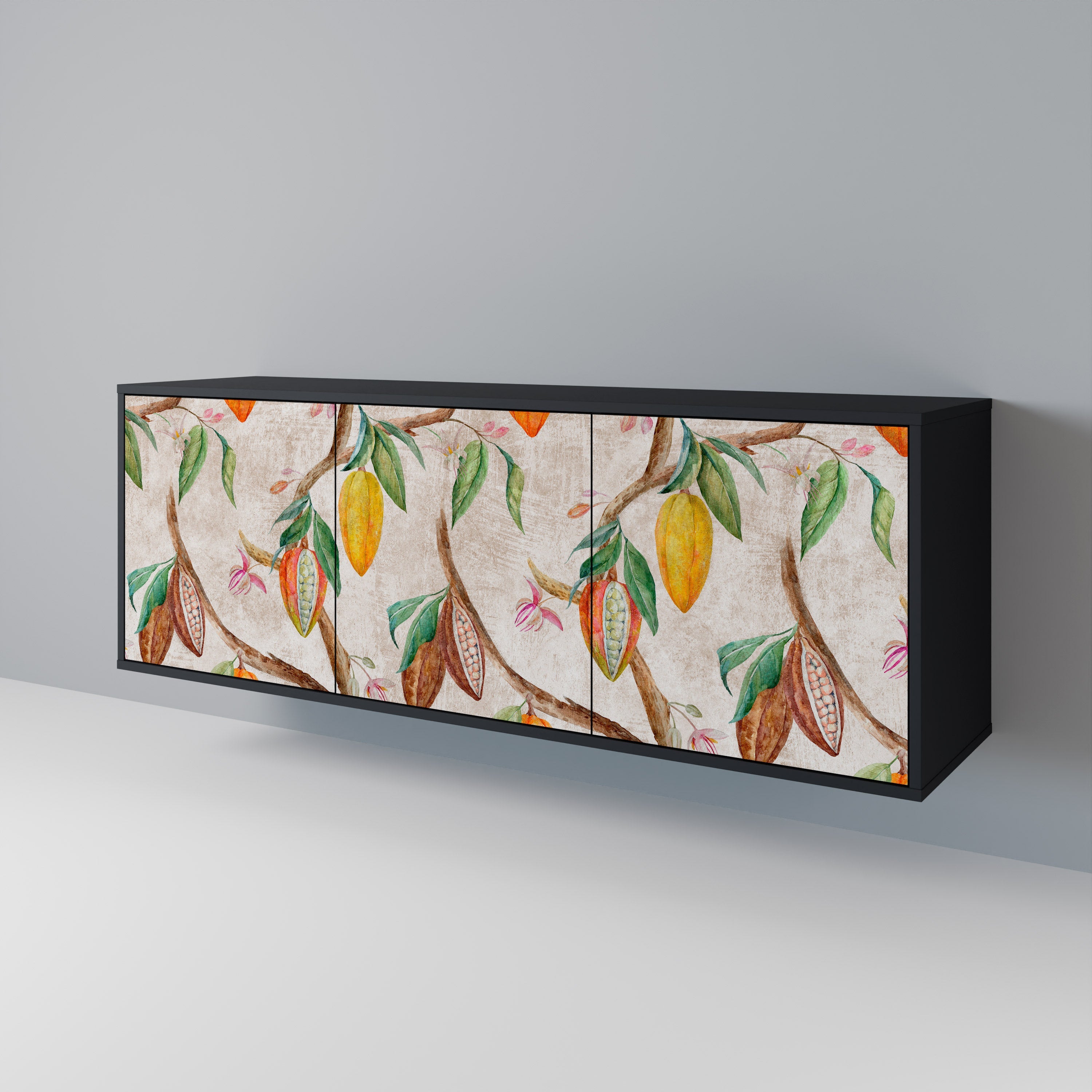 COCOA FRUITS 3-Door Sideboard in Black Finish