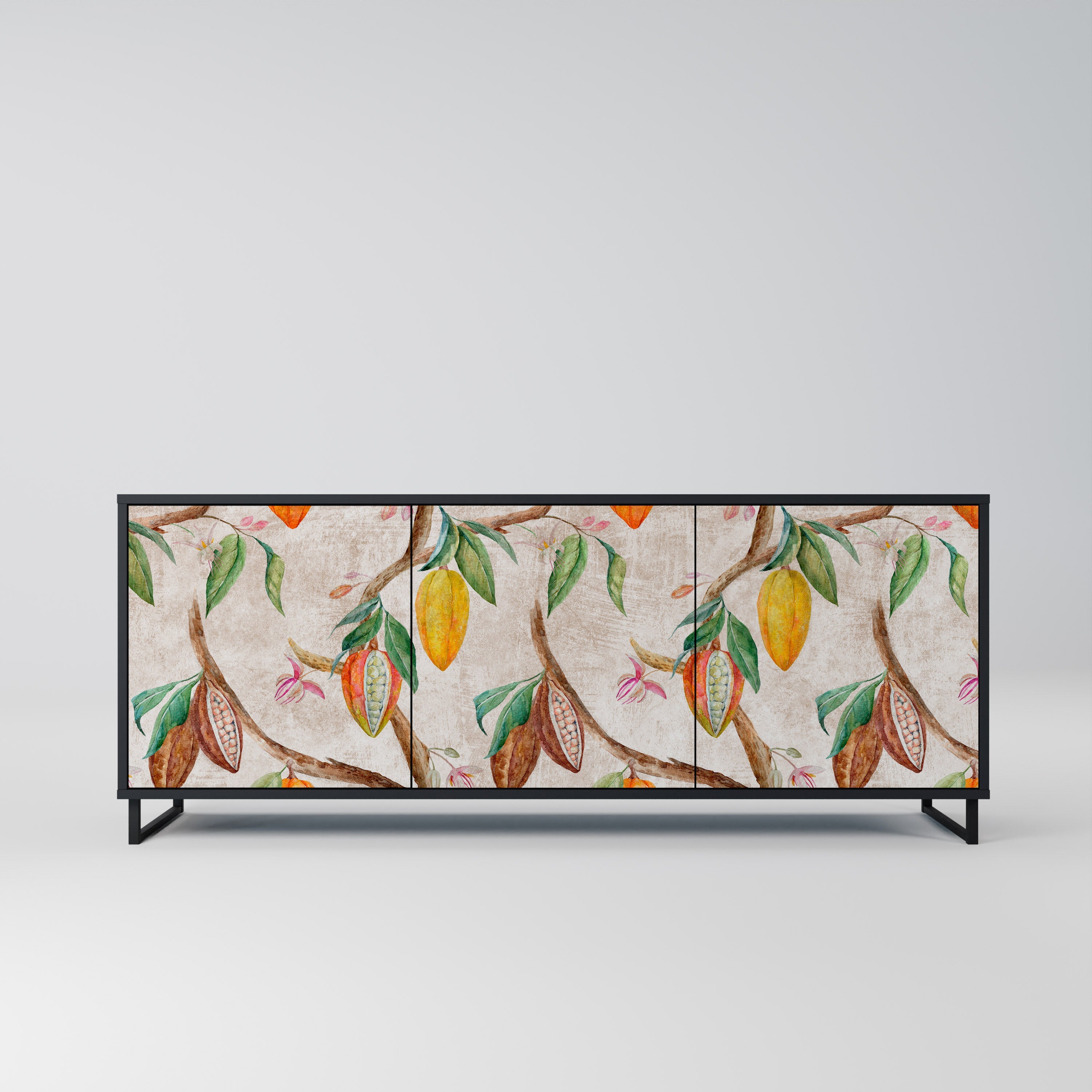 COCOA FRUITS 3-Door Sideboard in Black Finish