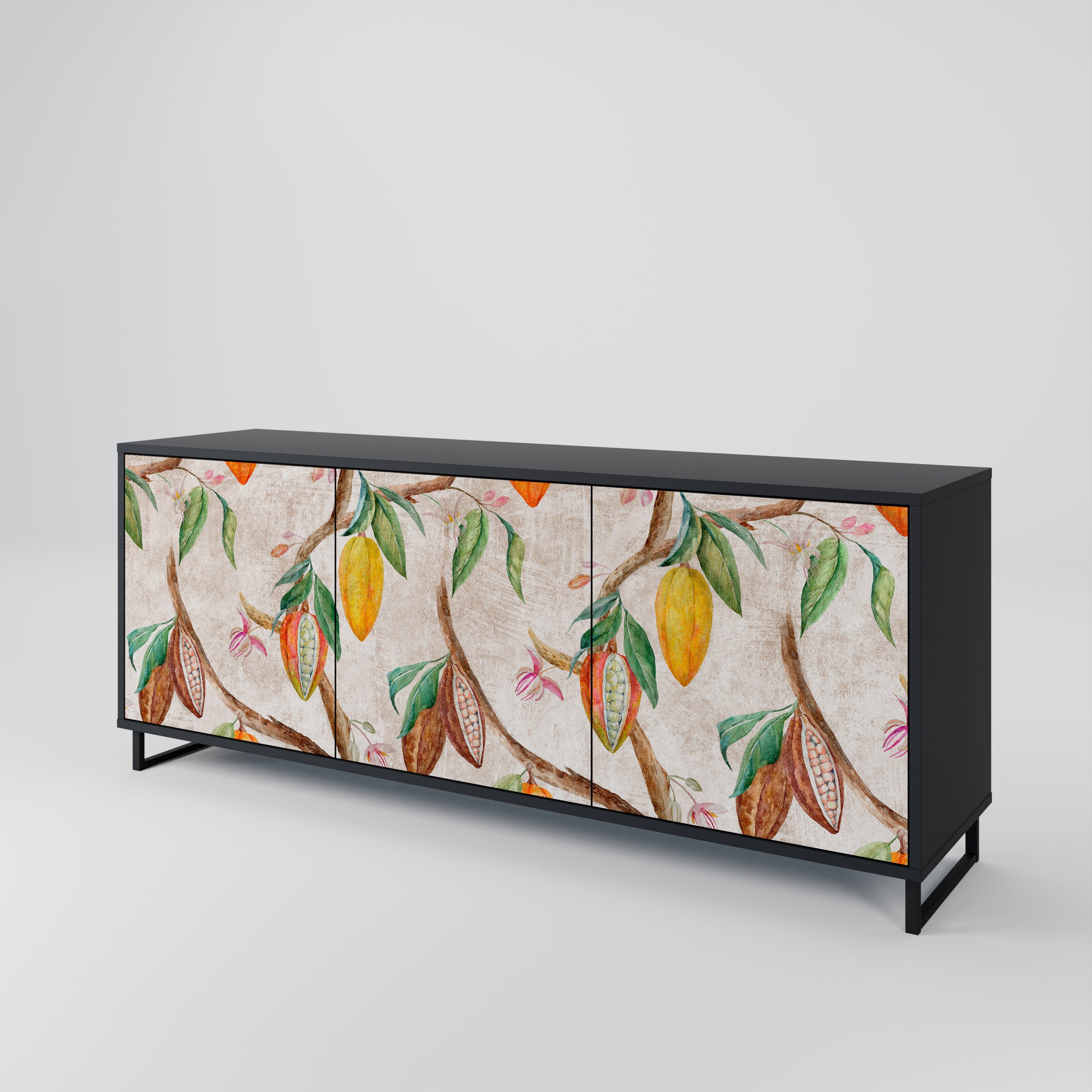 COCOA FRUITS 3-Door Sideboard in Black Finish