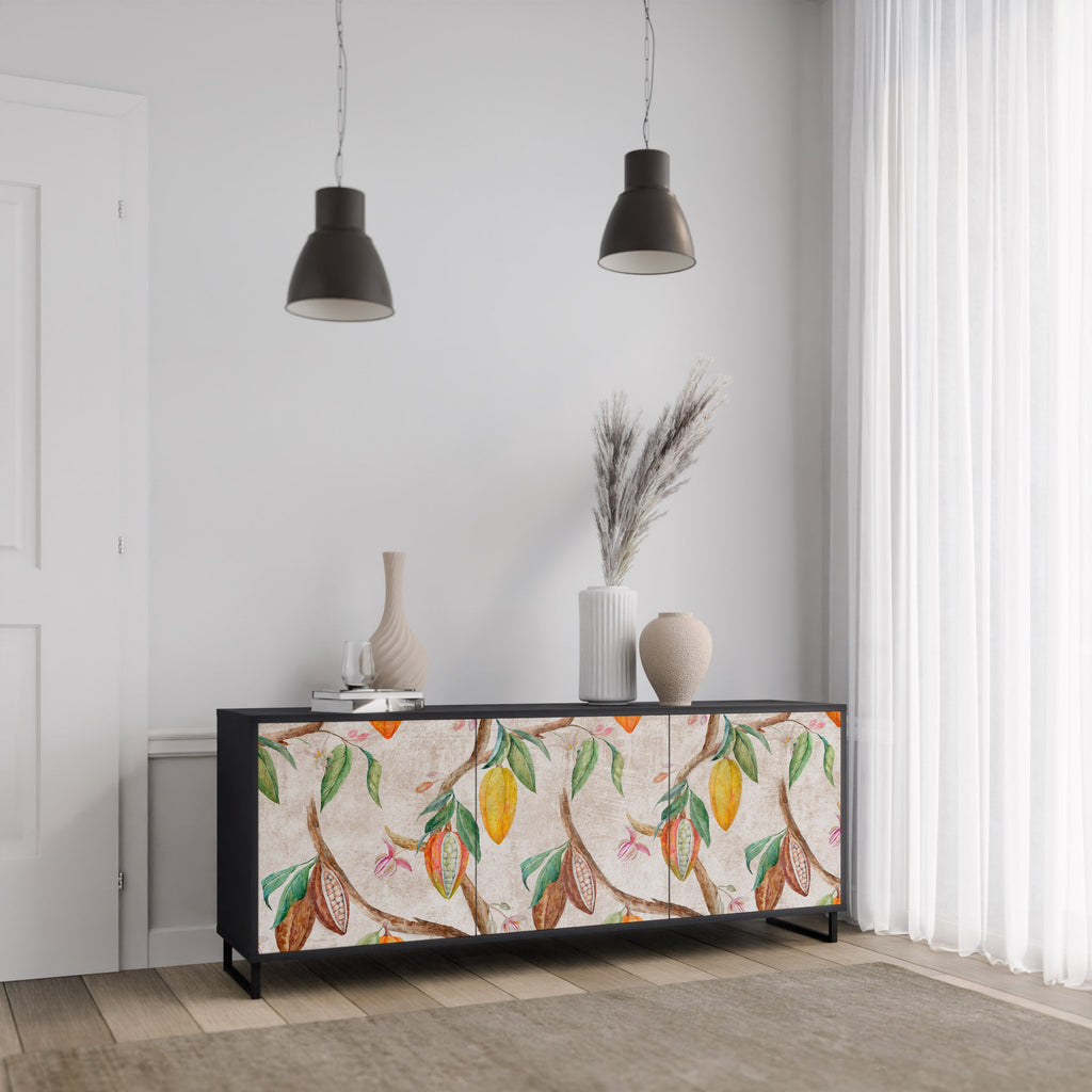 COCOA FRUITS 3-Door Sideboard in Black Finish