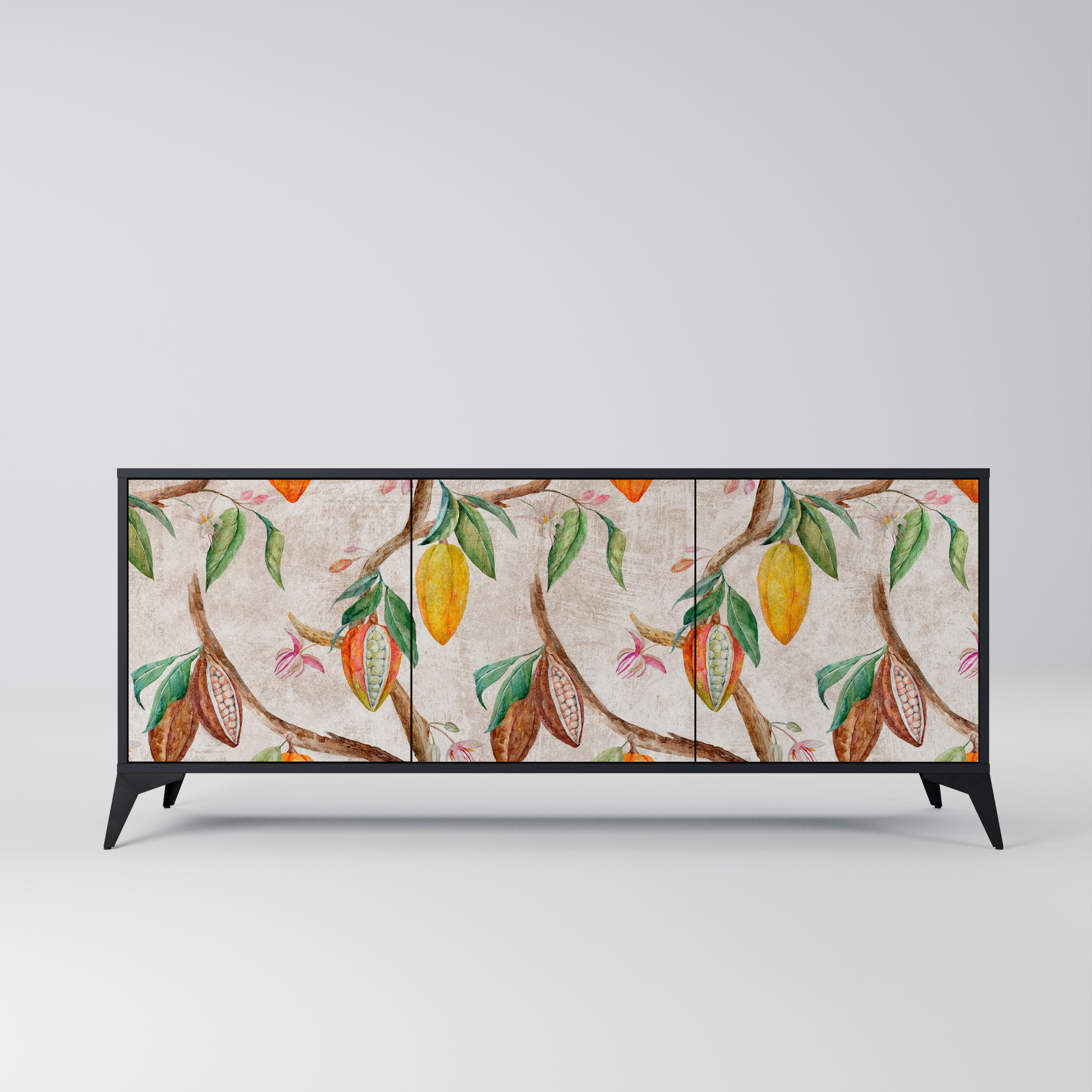 COCOA FRUITS 3-Door Sideboard in Black Finish