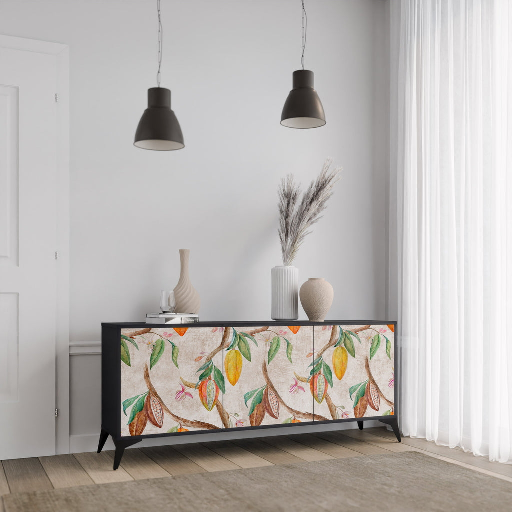 COCOA FRUITS 3-Door Sideboard in Black Finish