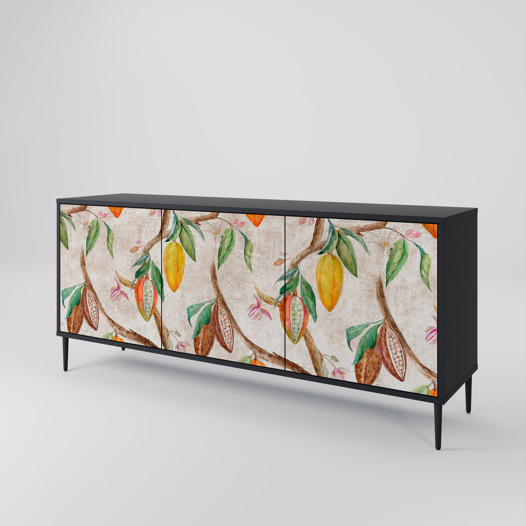 COCOA FRUITS 3-Door Sideboard in Black Finish