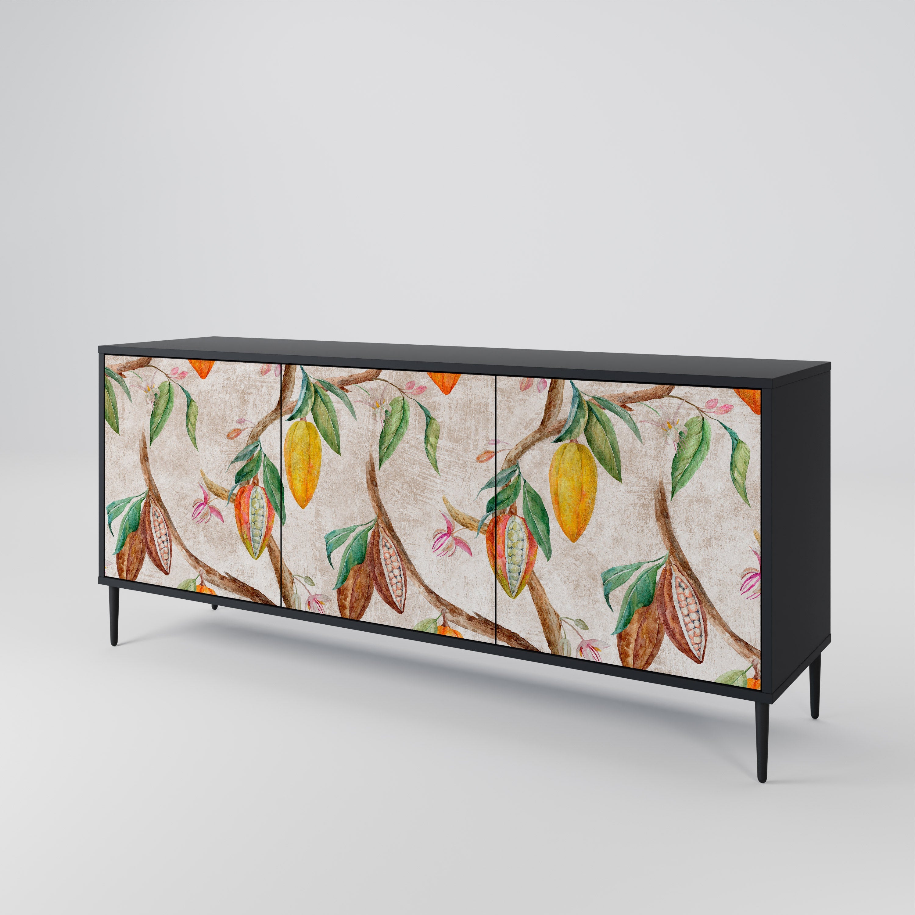 COCOA FRUITS 3-Door Sideboard in Black Finish