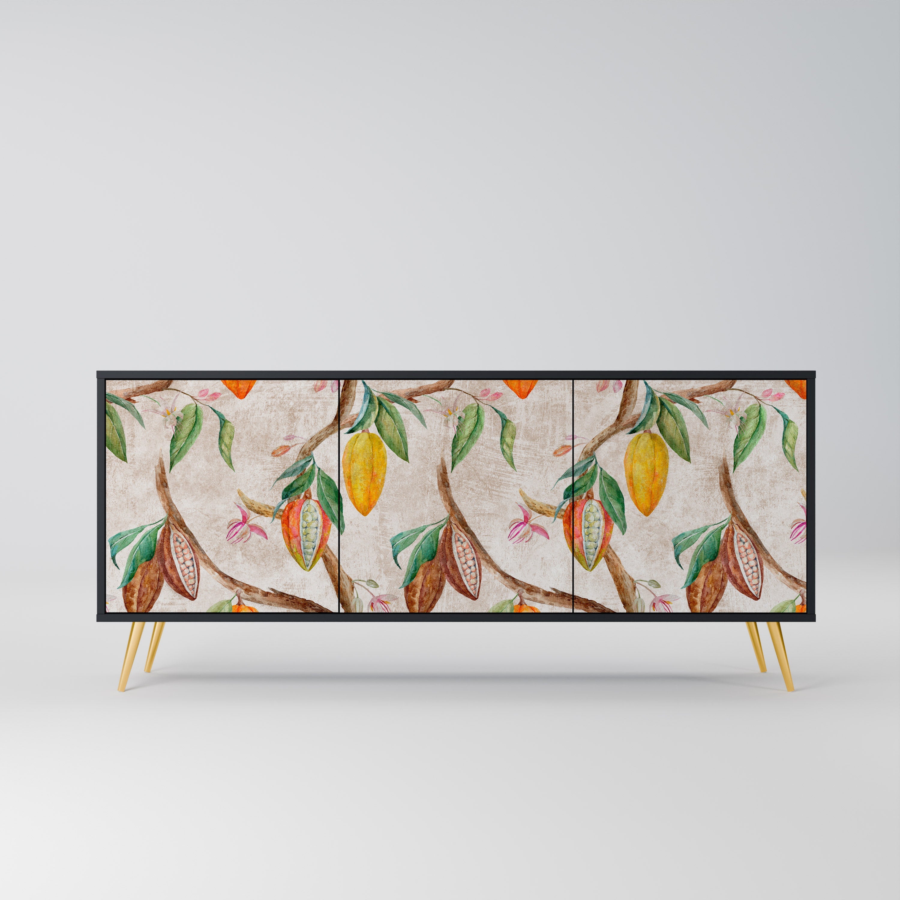 COCOA FRUITS 3-Door Sideboard in Black Finish