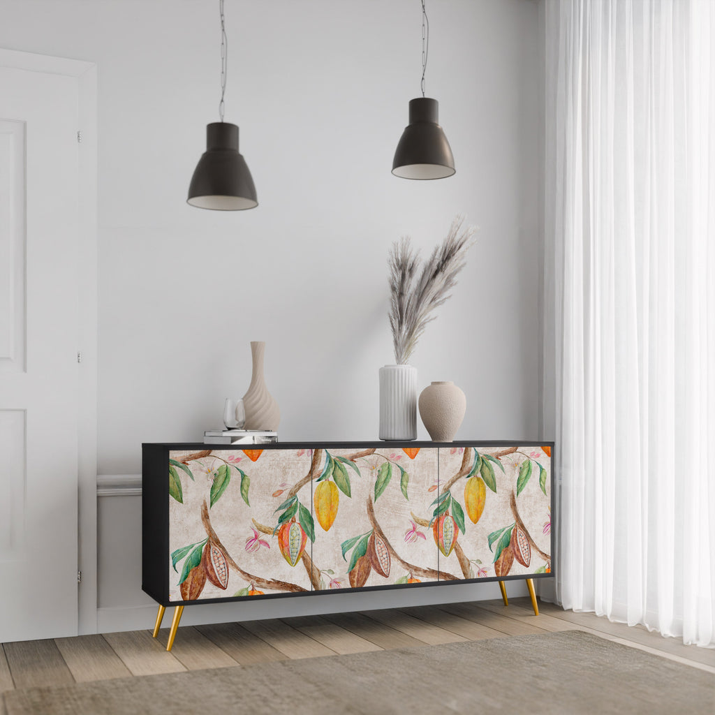 COCOA FRUITS 3-Door Sideboard in Black Finish